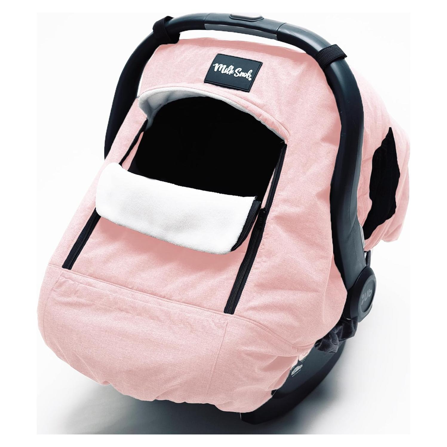 Funda de Asiento de Auto para Bebé Milk Snob Invierno Rosa - Impermeable y a Prueba de Viento