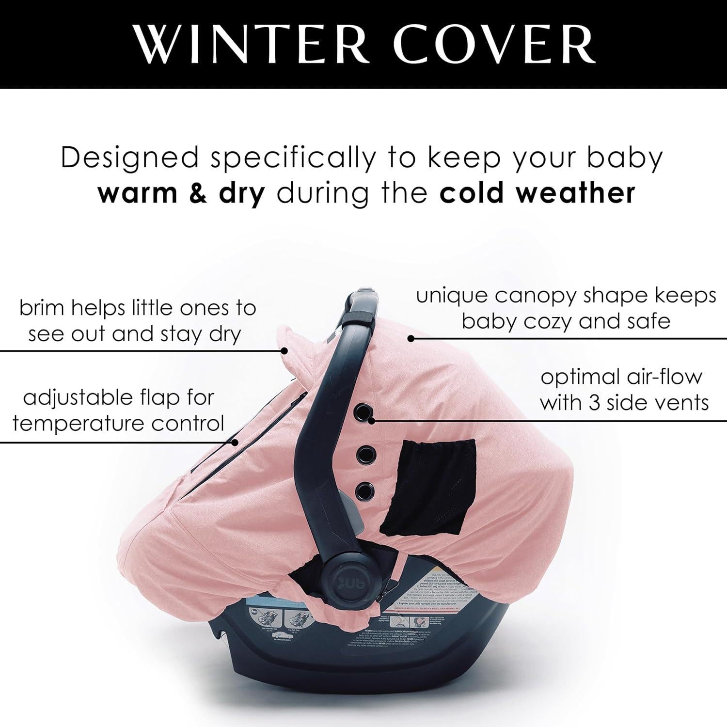 Funda de Asiento de Auto para Bebé Milk Snob Invierno Rosa - Impermeable y a Prueba de Viento