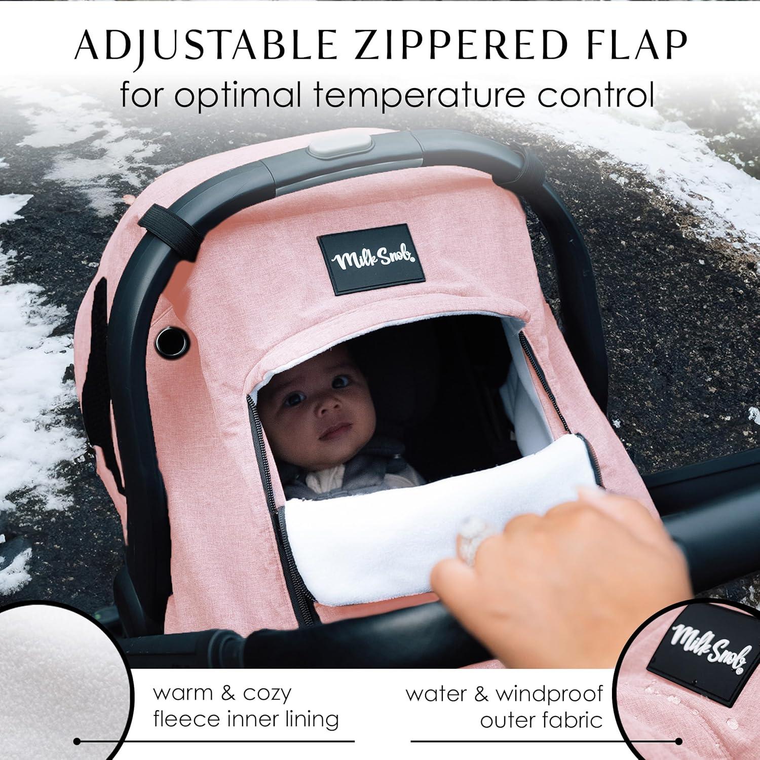 Funda de Asiento de Auto para Bebé Milk Snob Invierno Rosa - Impermeable y a Prueba de Viento