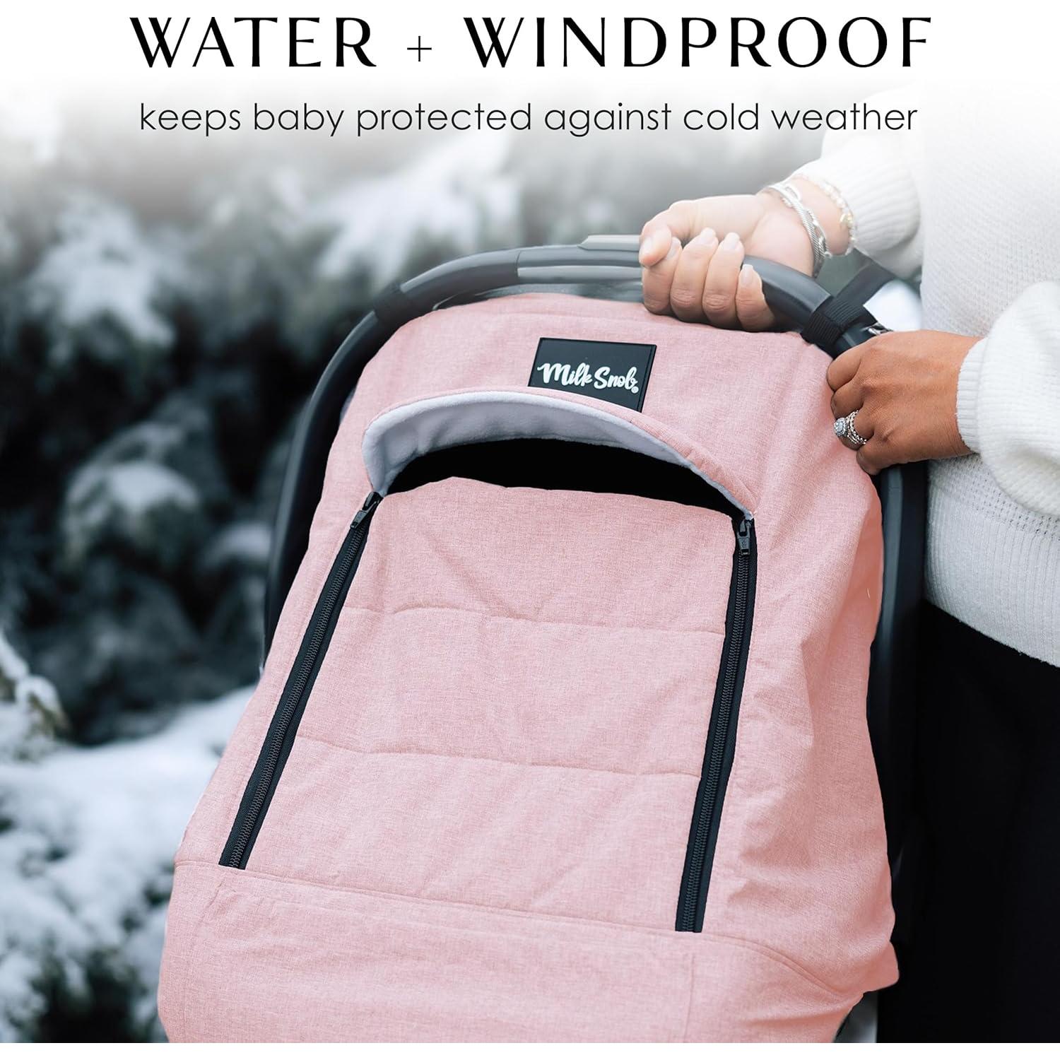 Funda de Asiento de Auto para Bebé Milk Snob Invierno Rosa - Impermeable y a Prueba de Viento