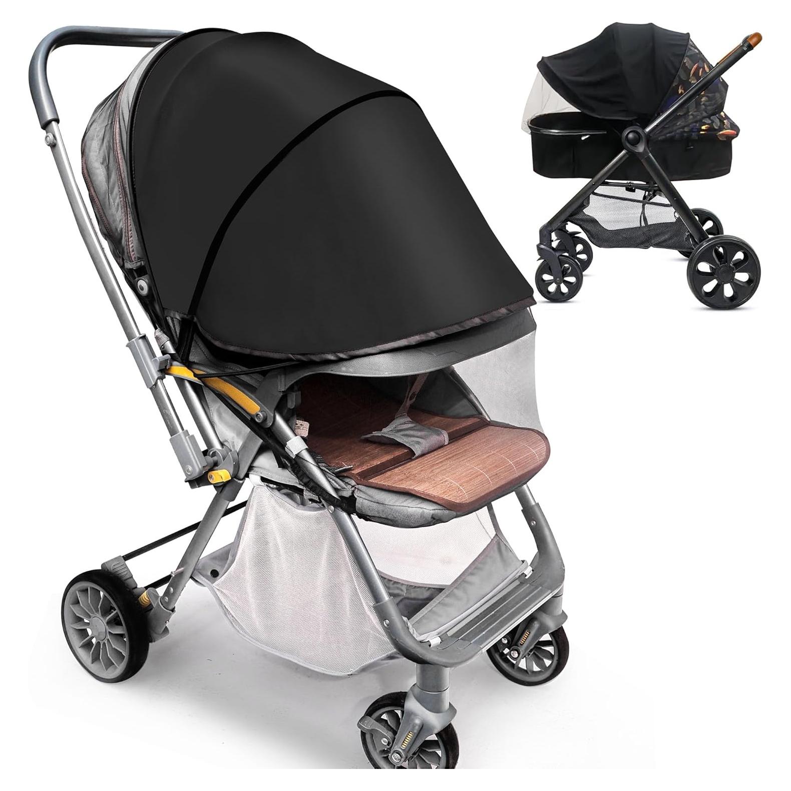 Red para Mosquitos Bebé con Sombrilla Ajustable - Negro