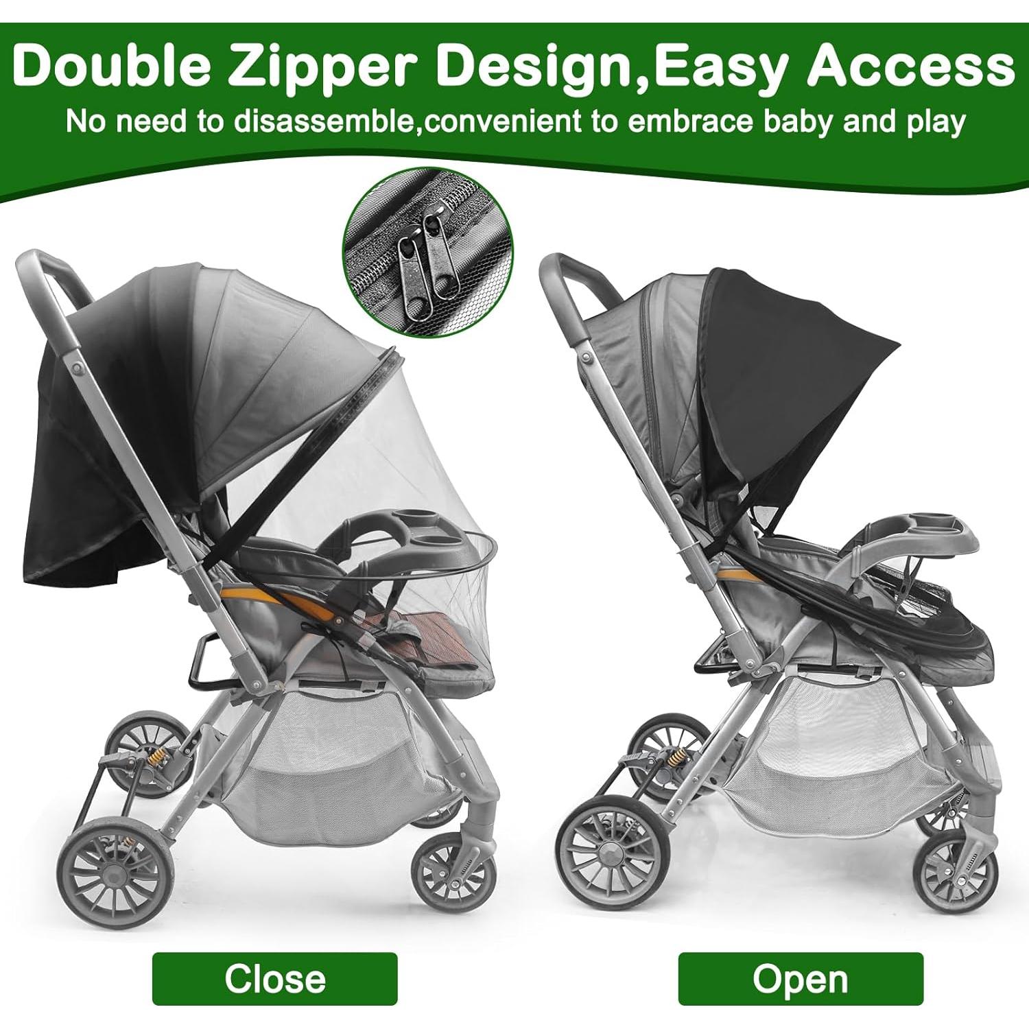 Red para Mosquitos Bebé con Sombrilla Ajustable - Negro