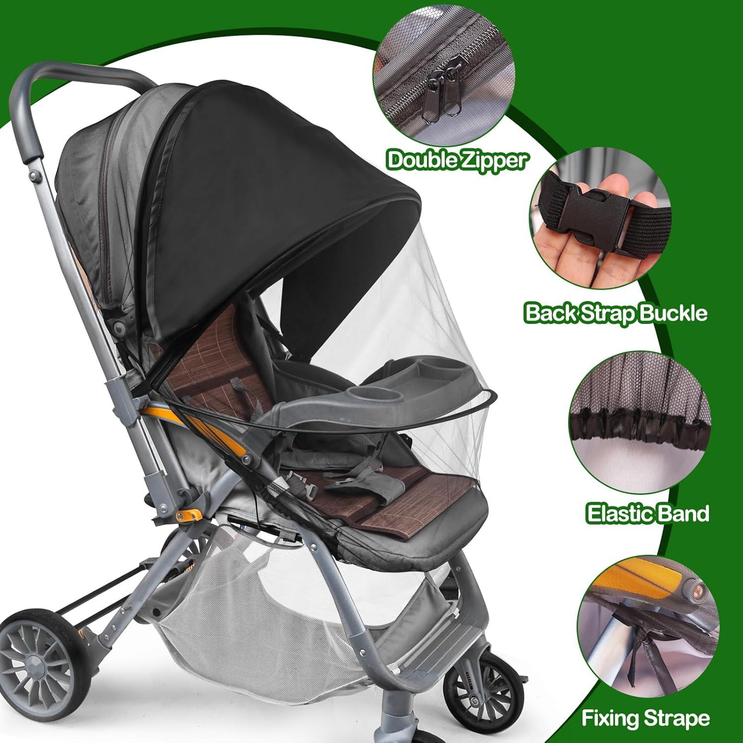 Red para Mosquitos Bebé con Sombrilla Ajustable - Negro