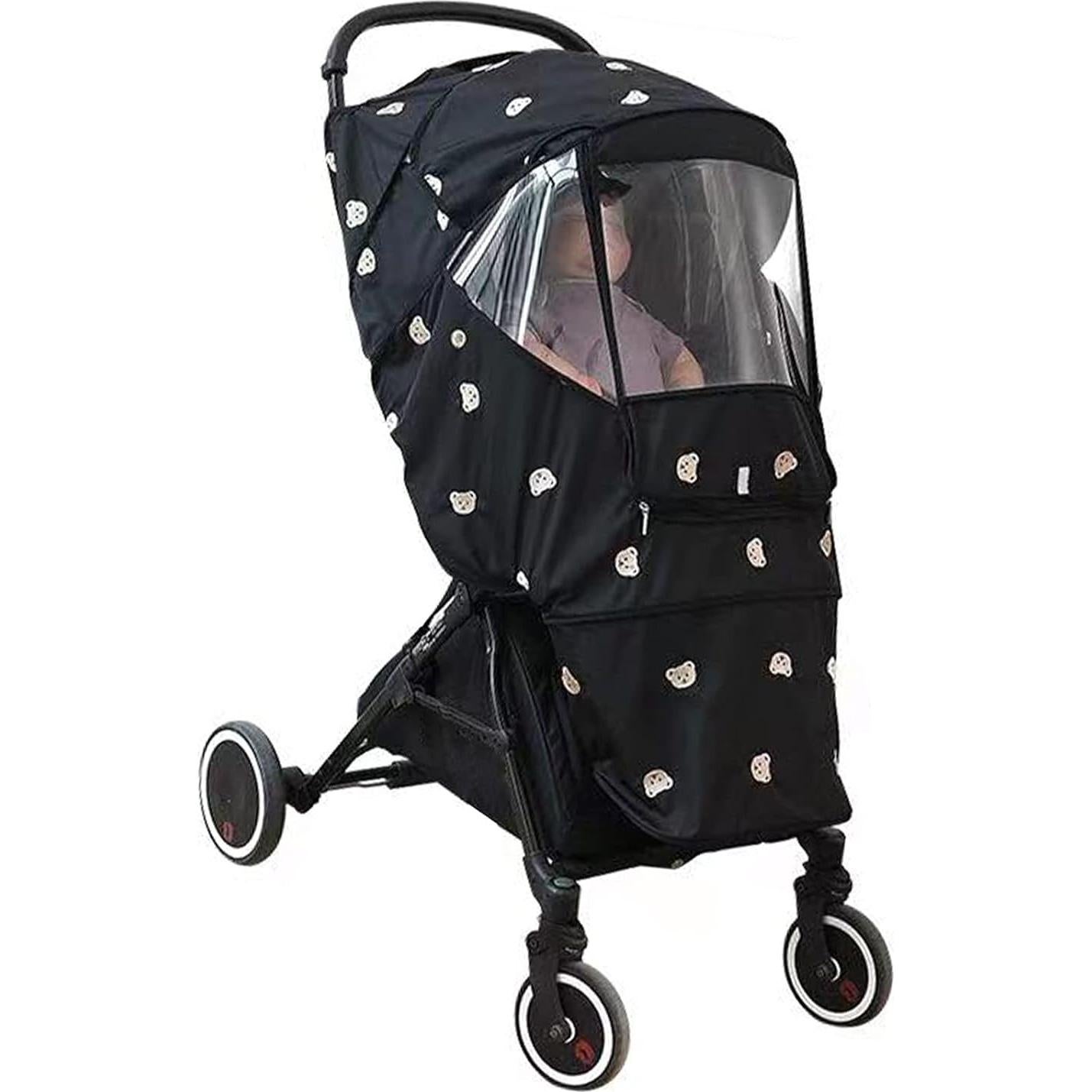 Cubierta de Lluvia para Cochecito VINGVO - Tela Oxford, Patrón Oso