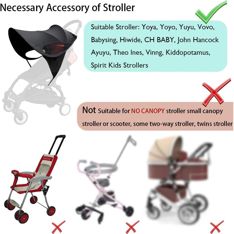 Cubierta Sombra Universal para Silla de Paseo UV 40+ Negra