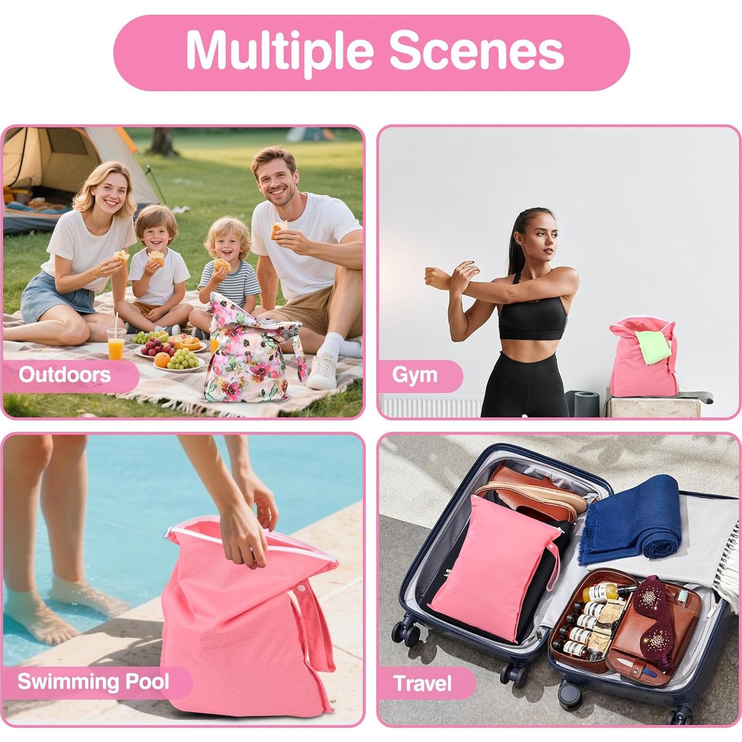 Bolsa Húmeda Impermeable Eaxin Floral - 2 Paquetes Reutilizables