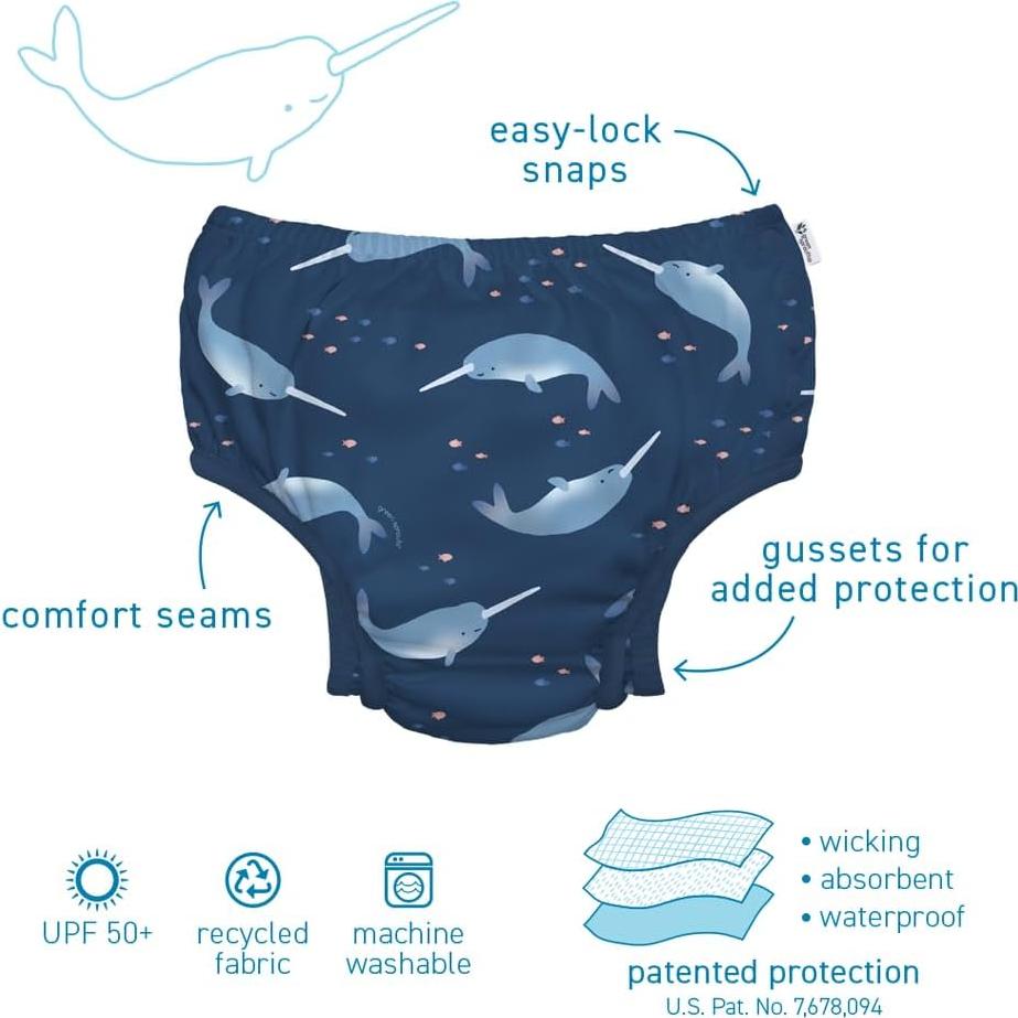 Pañal de Natación Eco Snap Green Sprouts Tortuga Verde 18 Meses