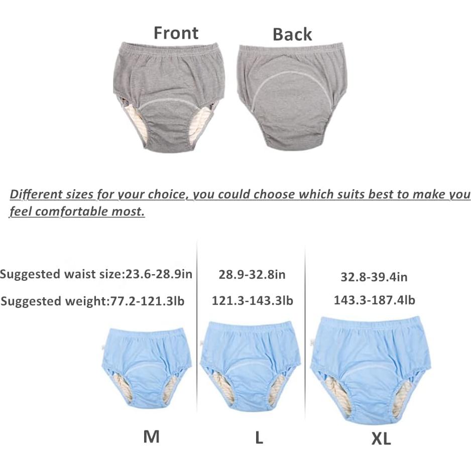 Pañal de Tela Reutilizable WEEOATAR XL Azul para Adultos