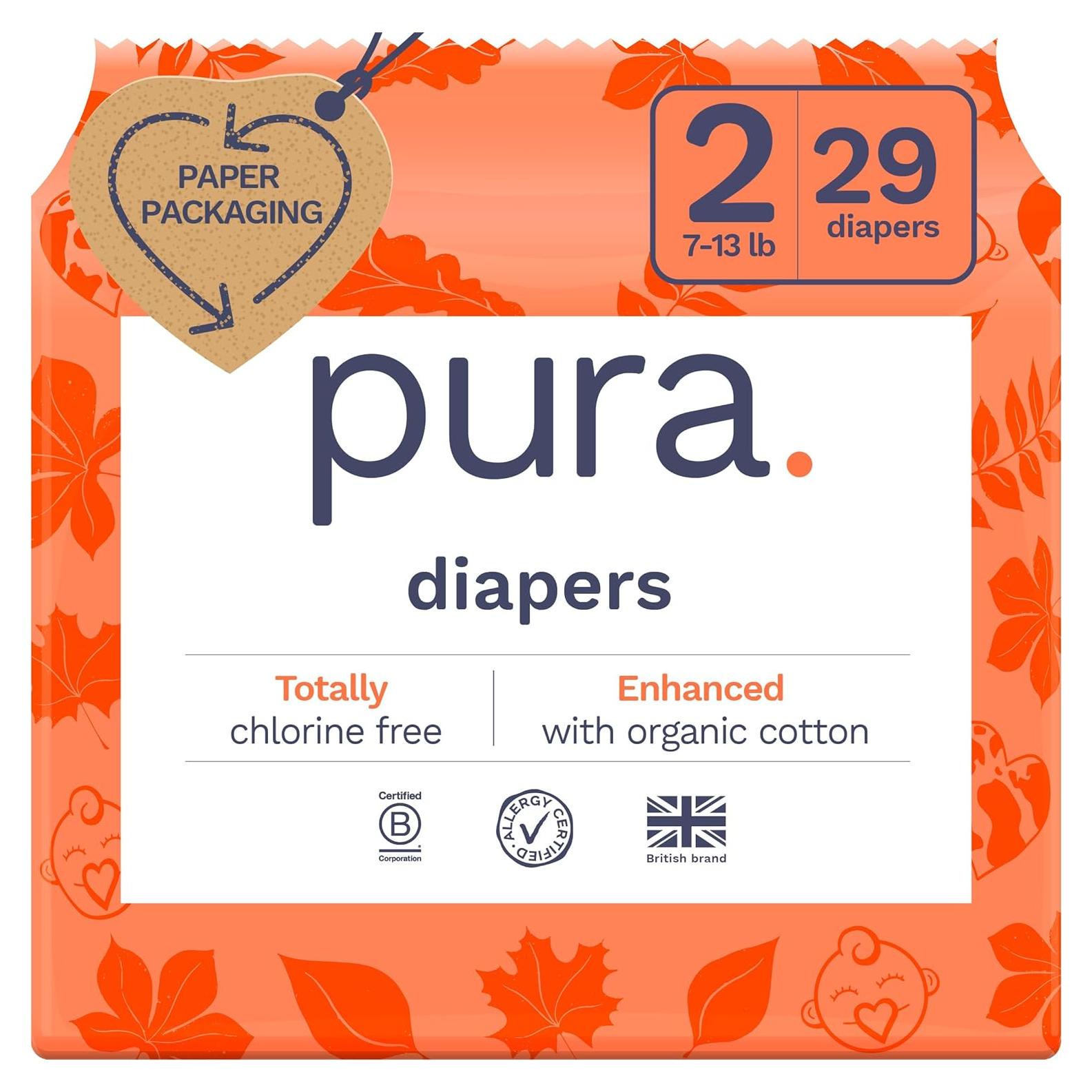 Pañales Hipoalergénicos Pura Tamaño 2 (3.2-5.9 kg) 29 Unidades