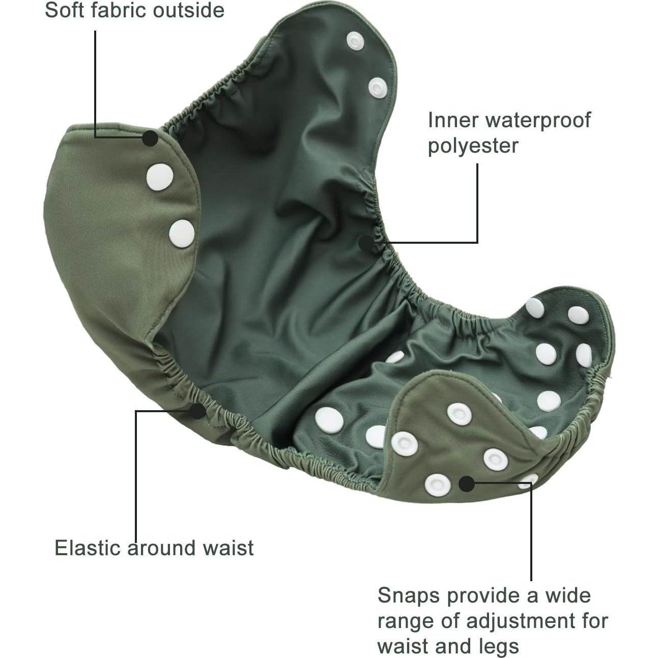 Funda de Tela para Pañales Babygoal - Impermeable, Ajustable, Verde Oliva