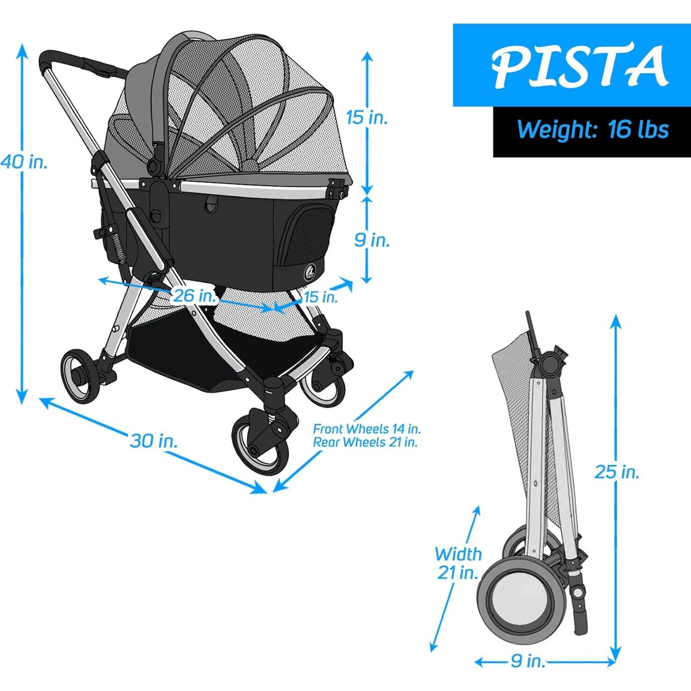 Carrito 3-en-1 para Mascotas Enzo, Plegable, 20.5 kg