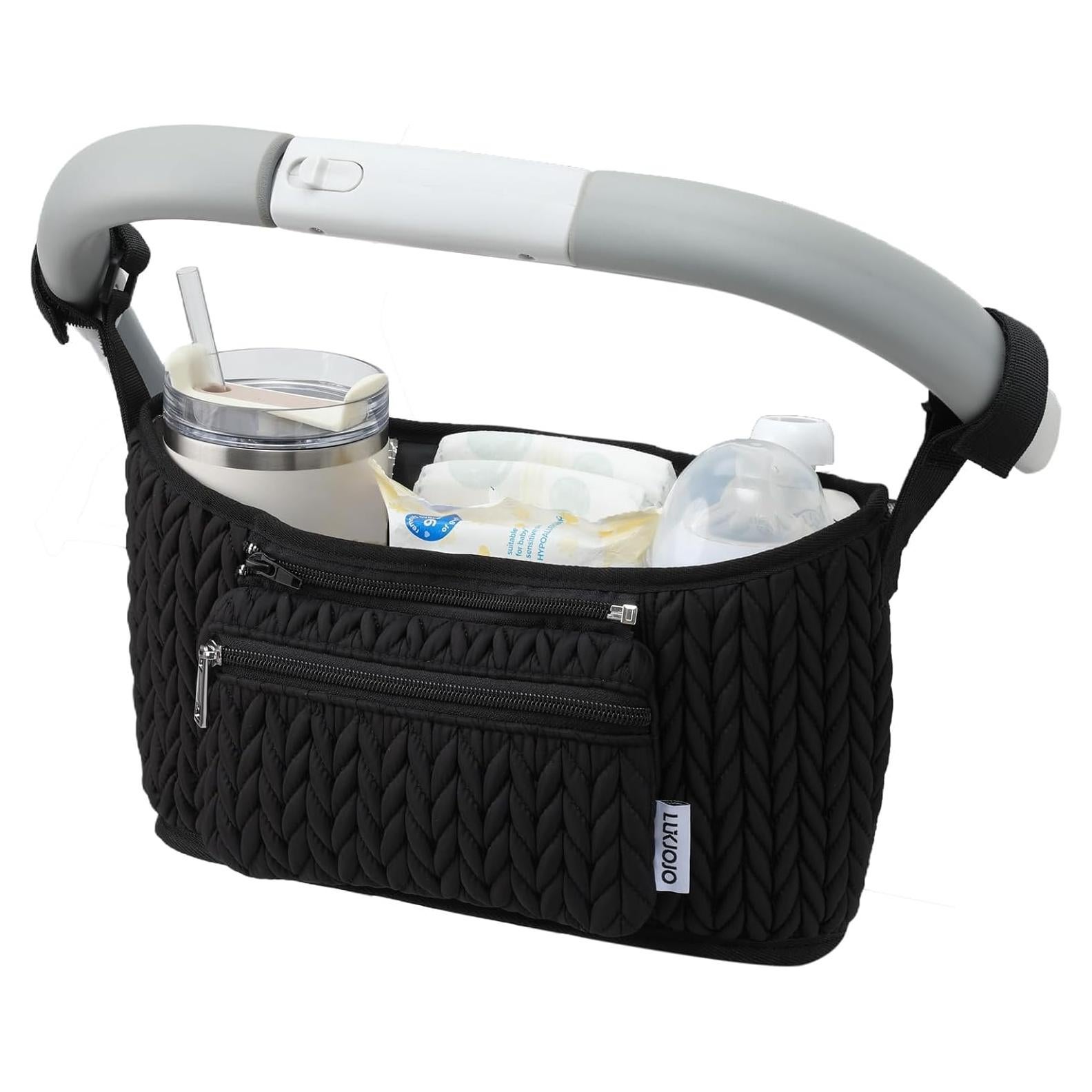 Organizador de Cochecito LUKJOJO Negro con Soporte para Botellas