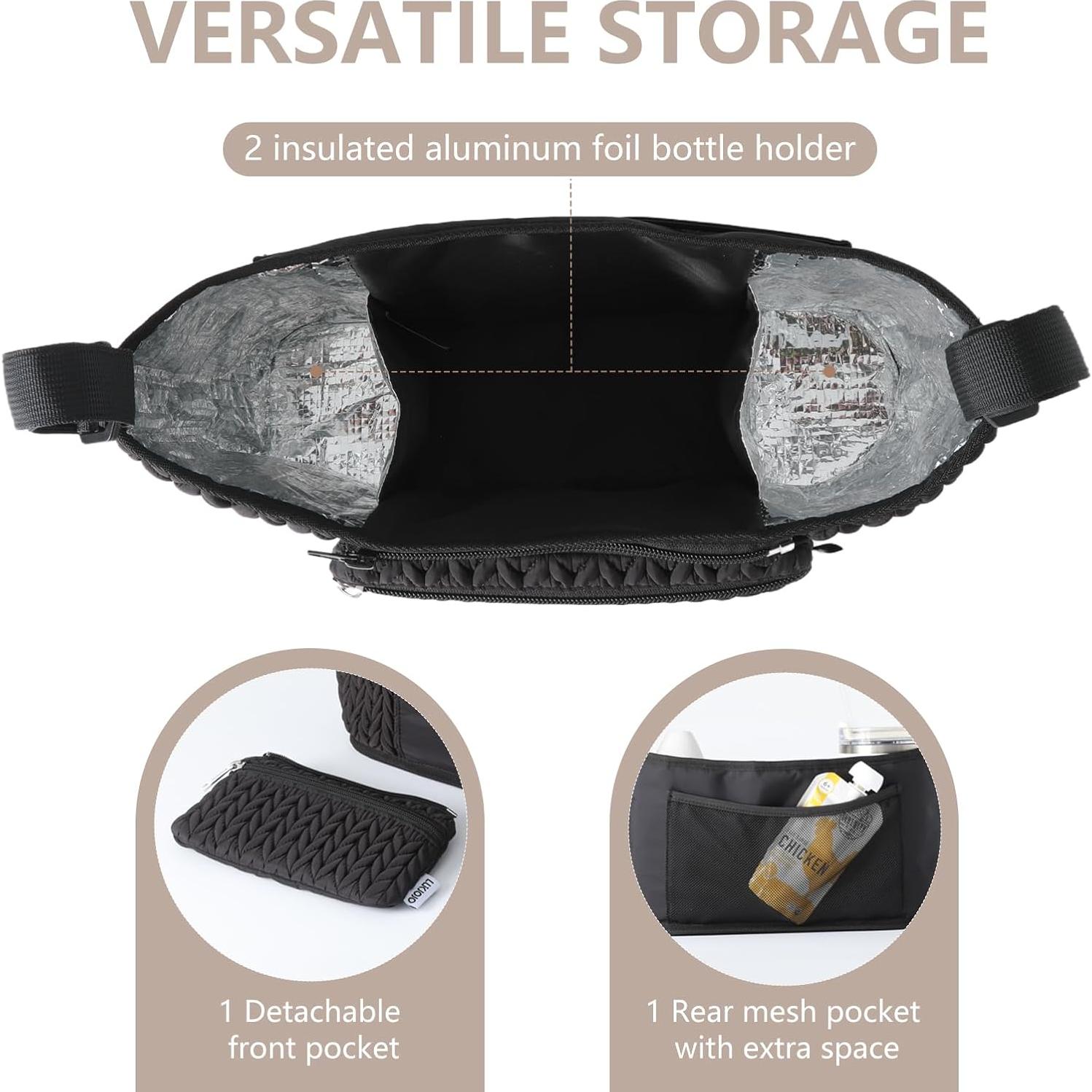 Organizador de Cochecito LUKJOJO Negro con Soporte para Botellas