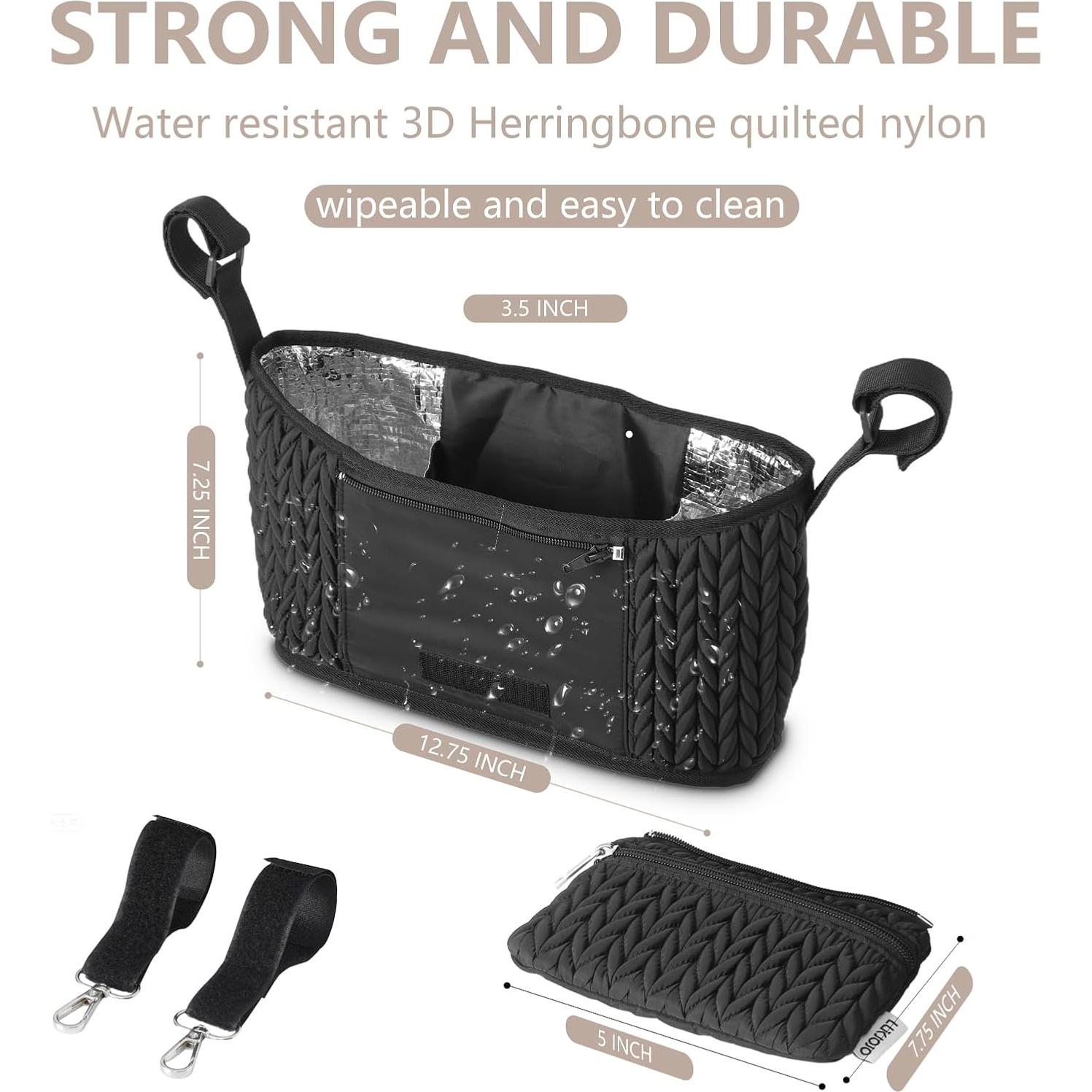 Organizador de Cochecito LUKJOJO Negro con Soporte para Botellas