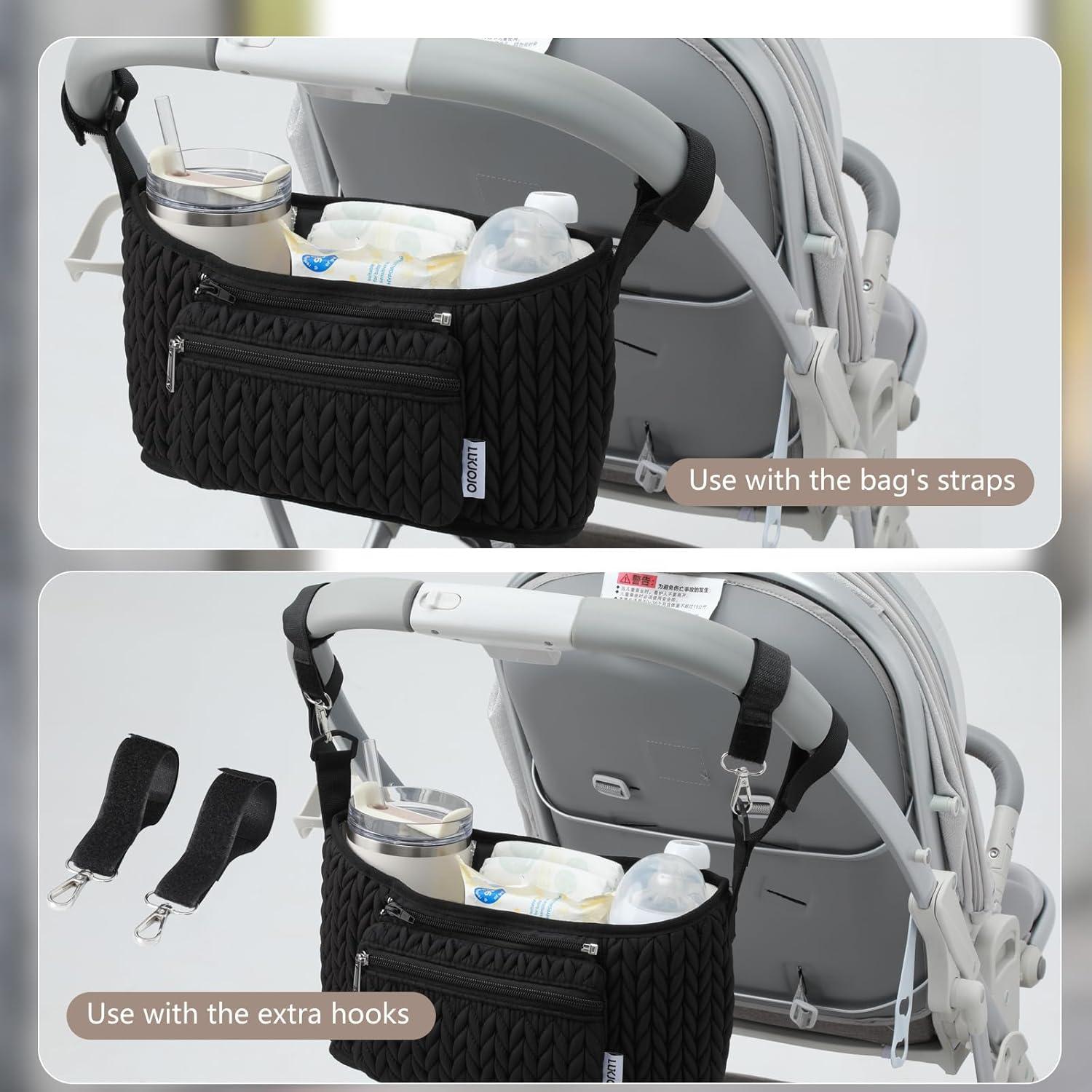 Organizador de Cochecito LUKJOJO Negro con Soporte para Botellas