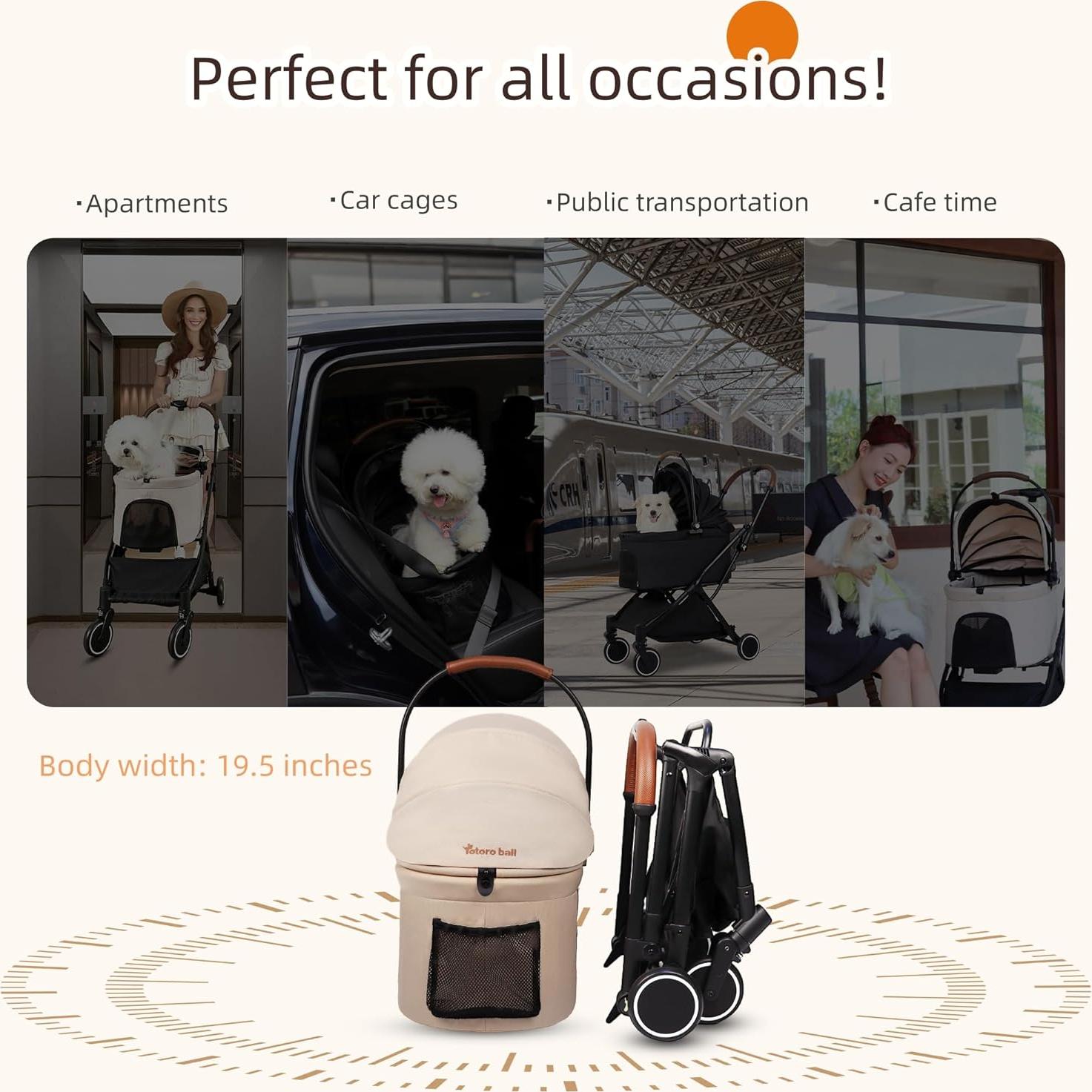 Carrito para Mascotas Totoro Ball Plegable 3 en 1 Soporta 20 kg