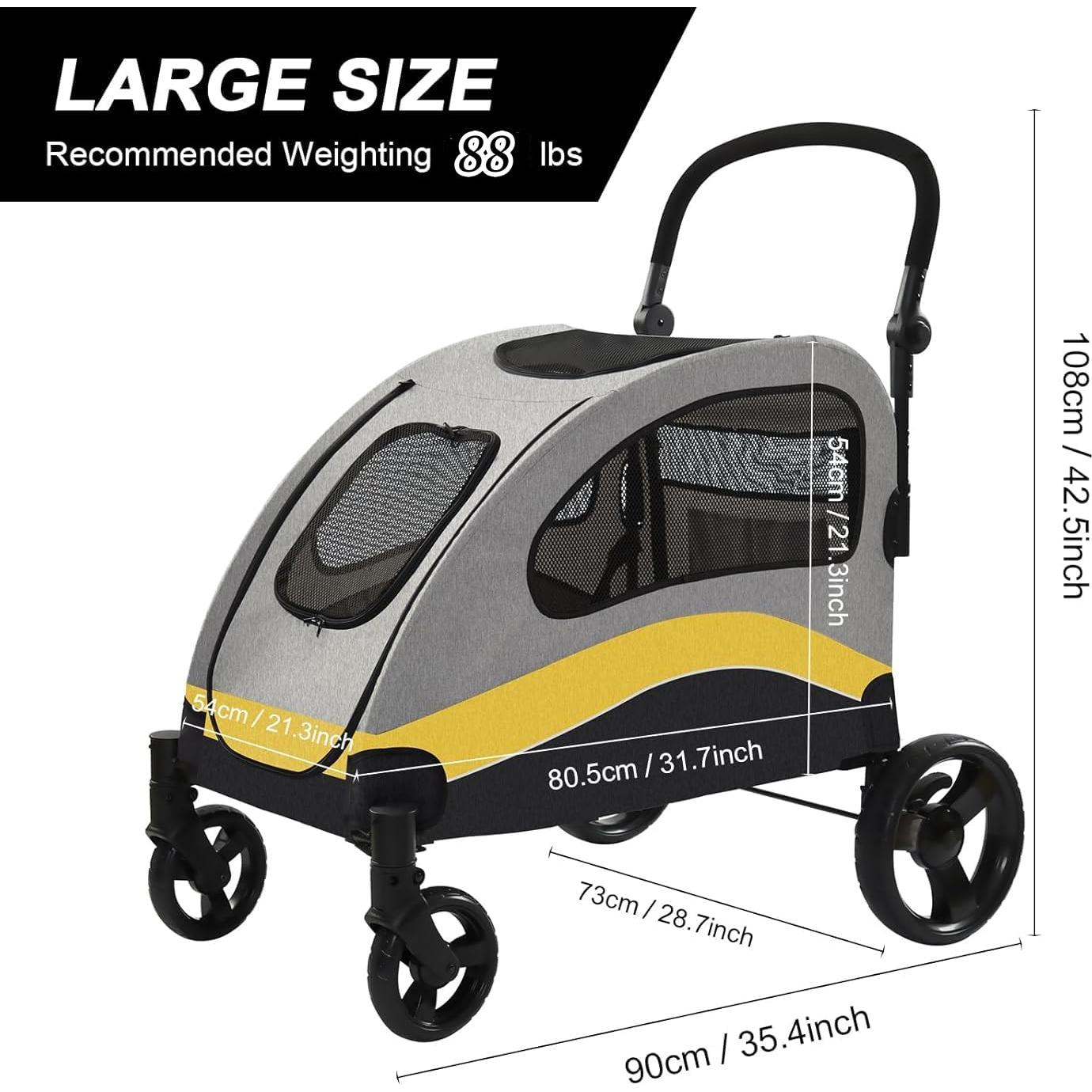 Carrito para Perros XL FunImpact Plegable 40kg Gris-Amarillo