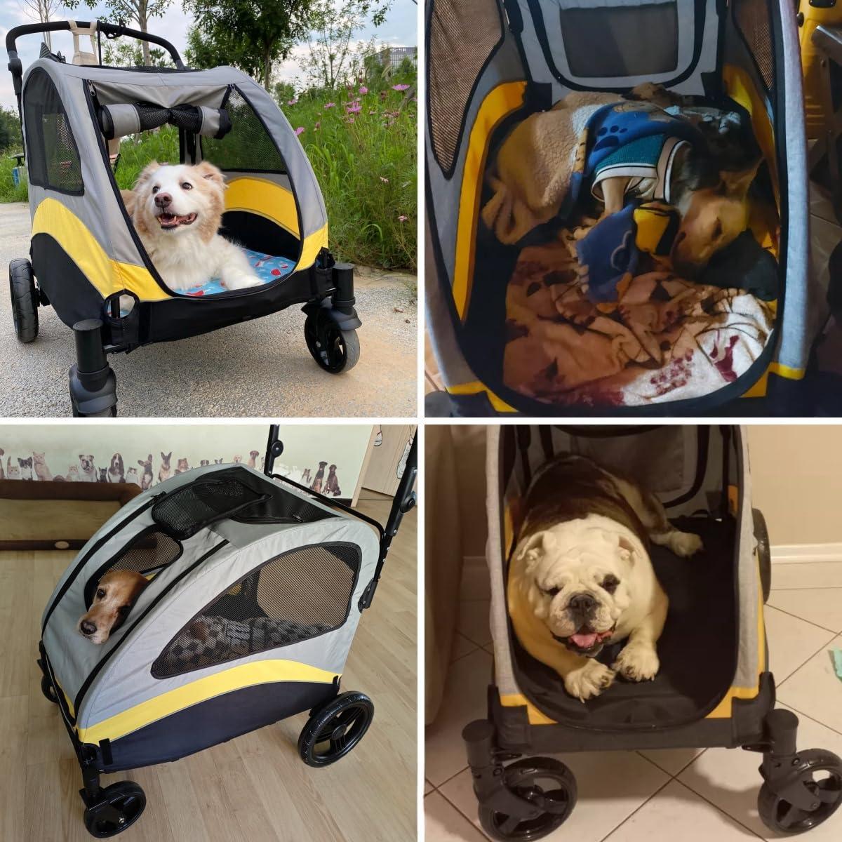 Carrito para Perros XL FunImpact Plegable 40kg Gris-Amarillo