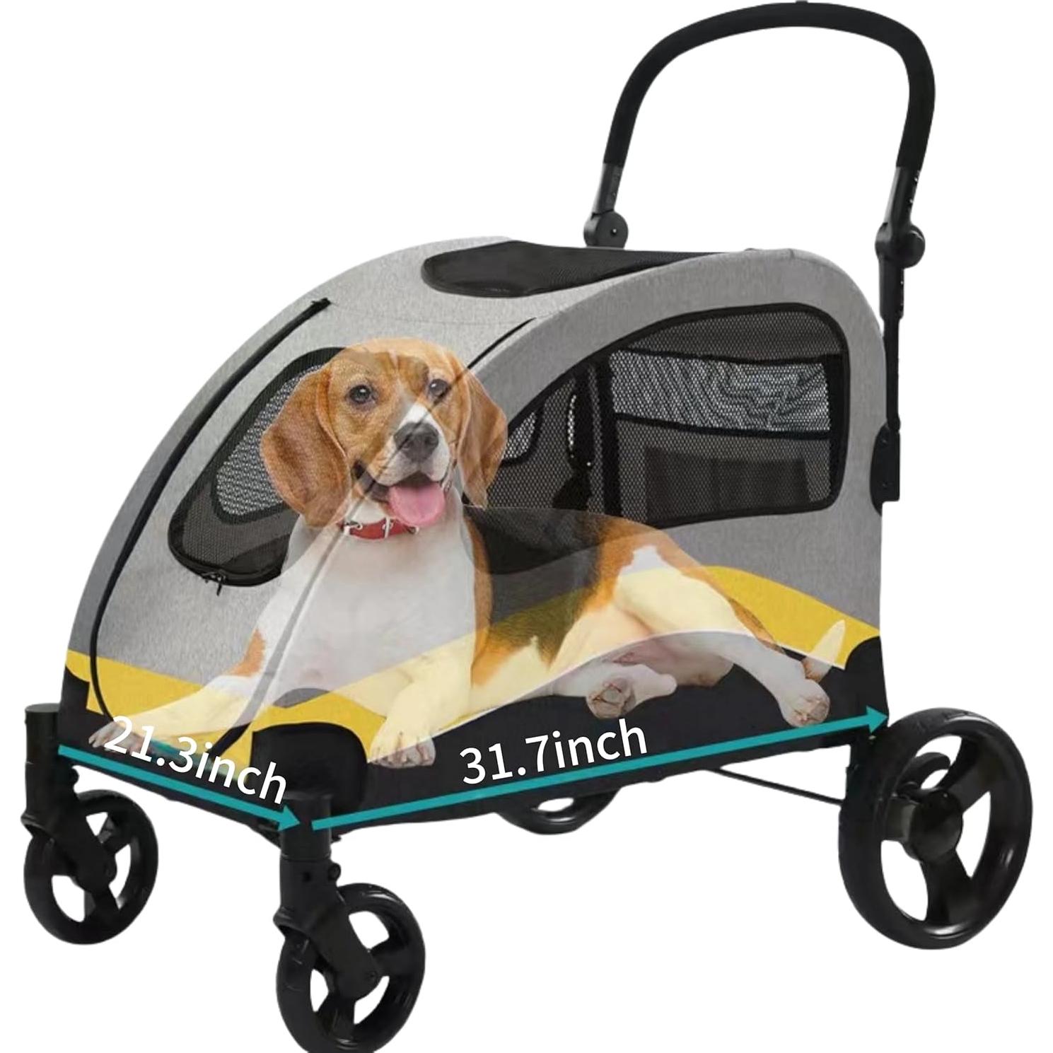 Carrito para Perros XL FunImpact Plegable 40kg Gris-Amarillo