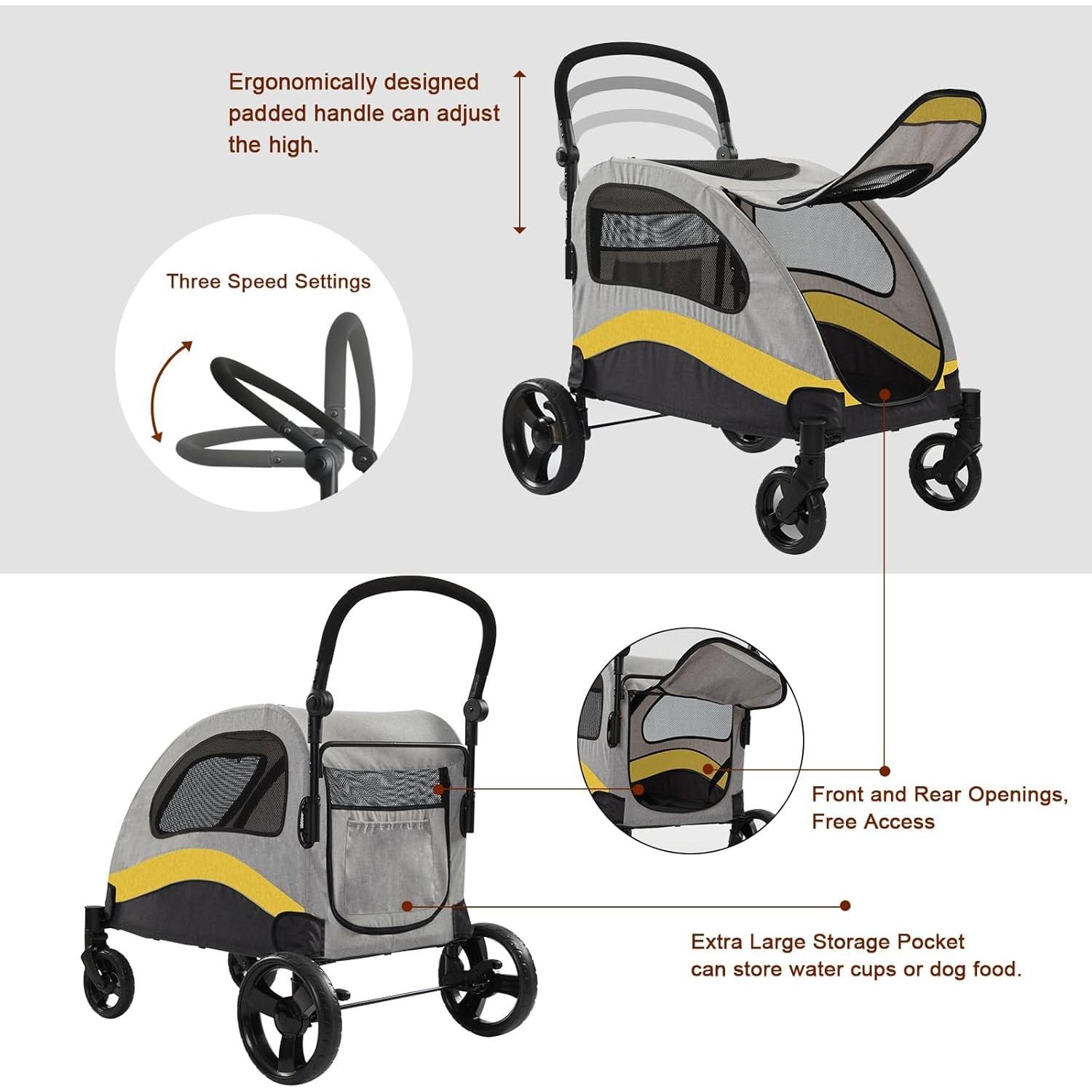 Carrito para Perros XL FunImpact Plegable 40kg Gris-Amarillo