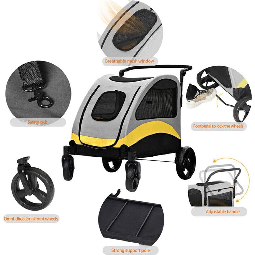 Carrito para Perros XL FunImpact Plegable 40kg Gris-Amarillo