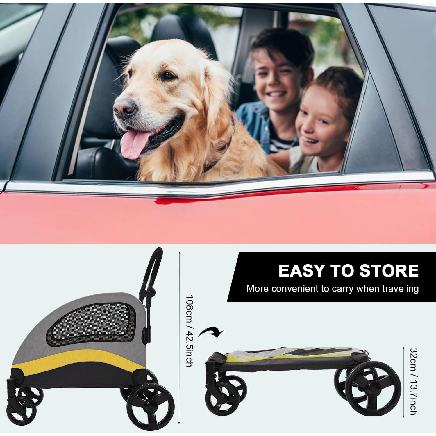 Carrito para Perros XL FunImpact Plegable 40kg Gris-Amarillo
