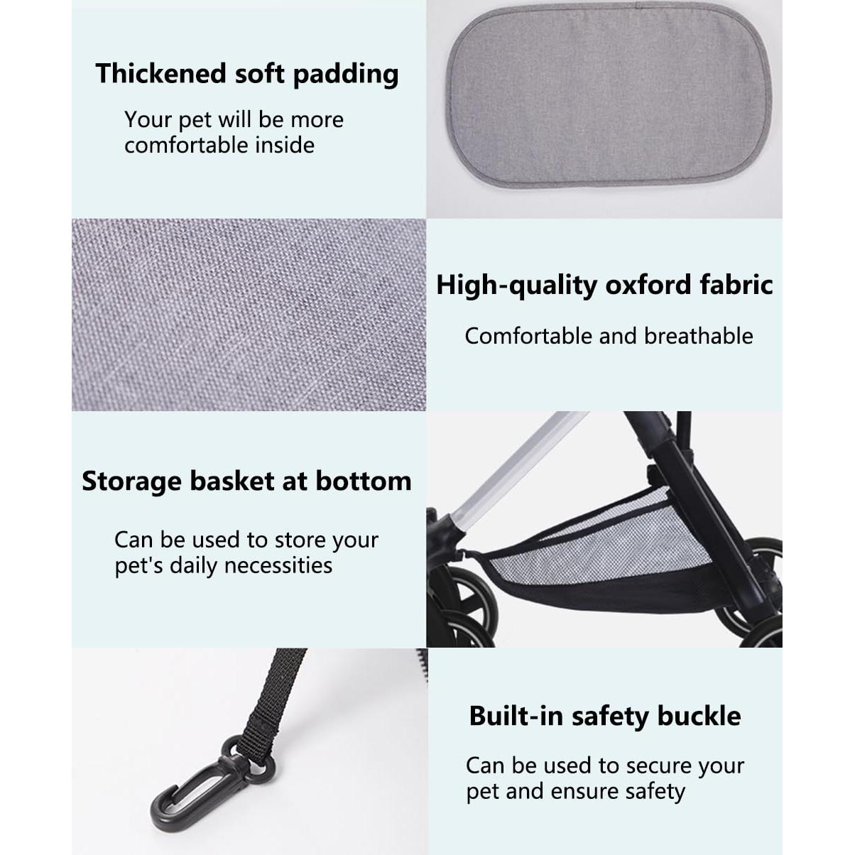 Carrito para Mascotas GUAIZHUREN Blanco 3 en 1 Plegable 15 kg