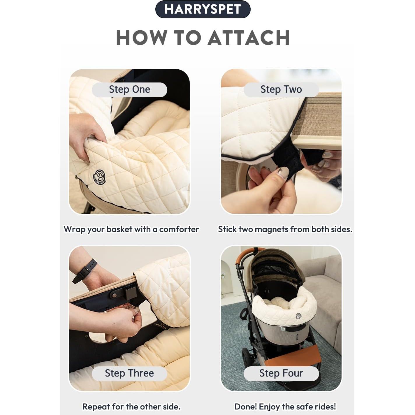 Cubierta para Cochecito de Mascotas Harryspet Reversible Blanco Leche