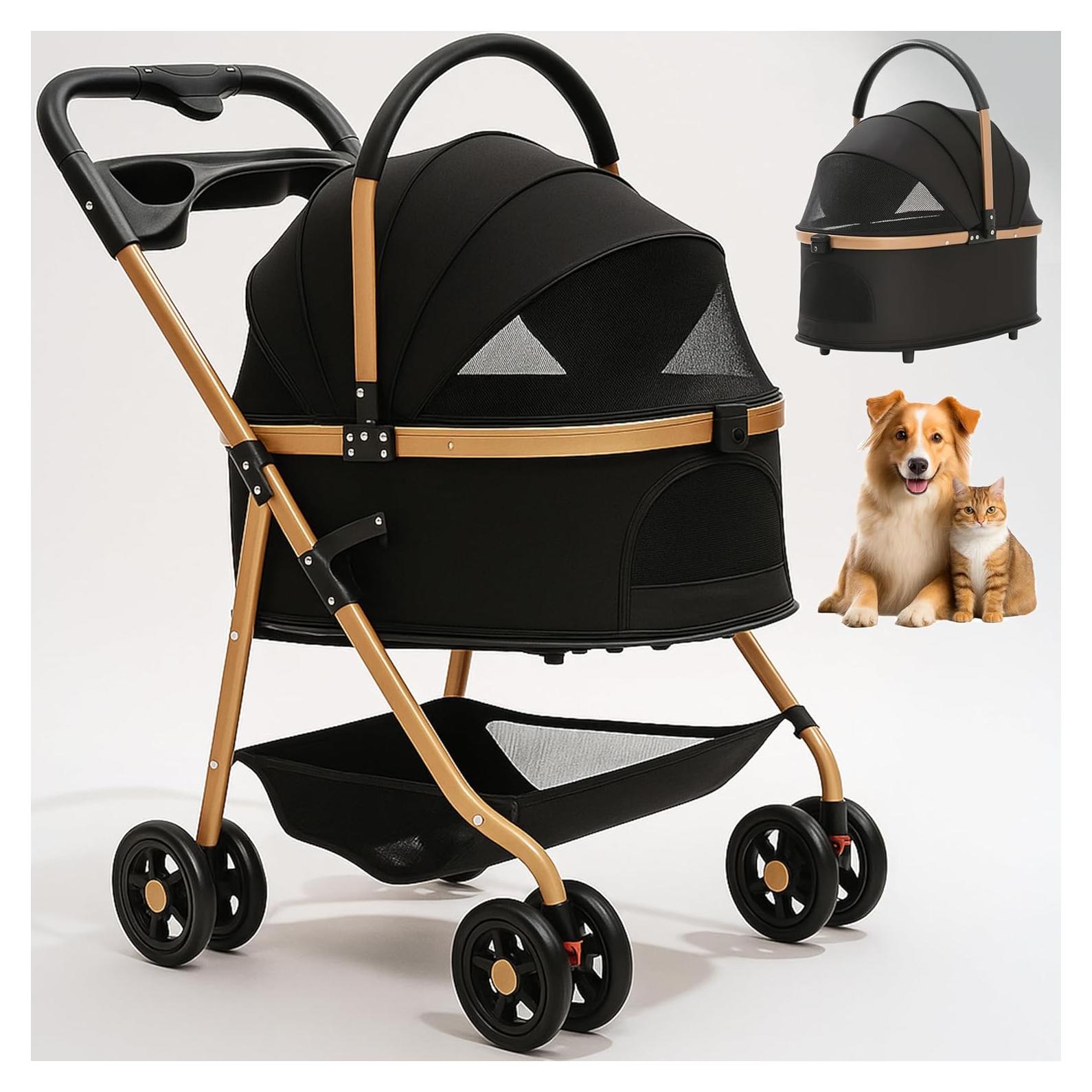 Carrito Plegable para Mascotas Velora Negro hasta 27 kg