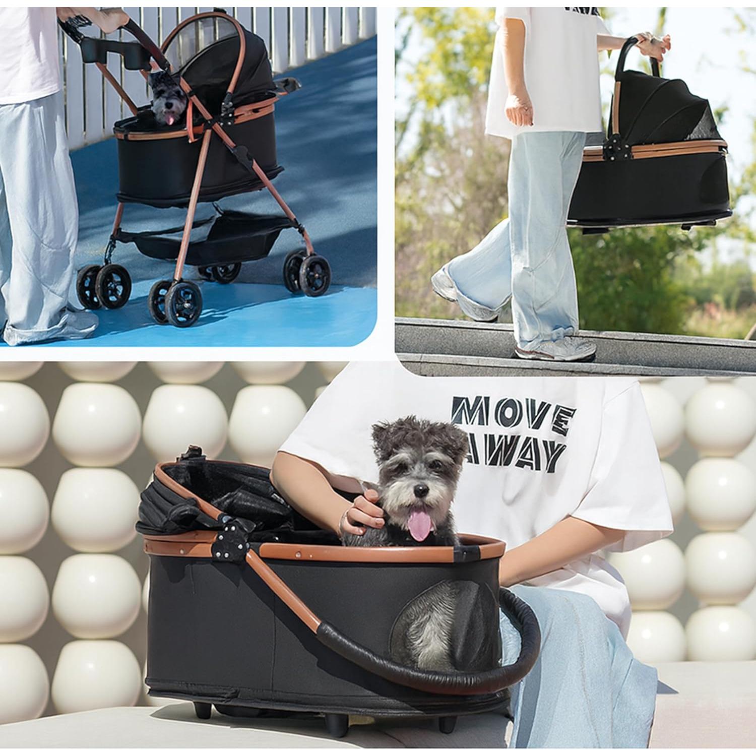 Carrito Plegable para Mascotas Velora Negro hasta 27 kg