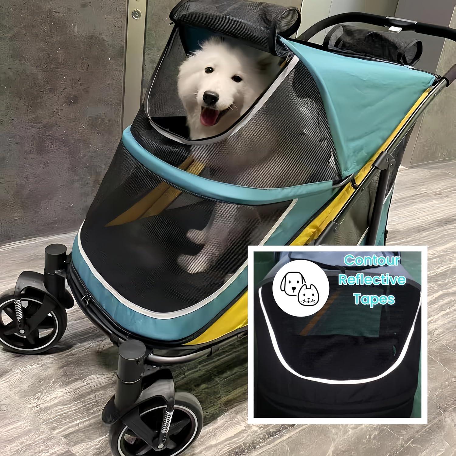 Carrito para Perros Medianos FunImpact Verde-Amarillo Plegable