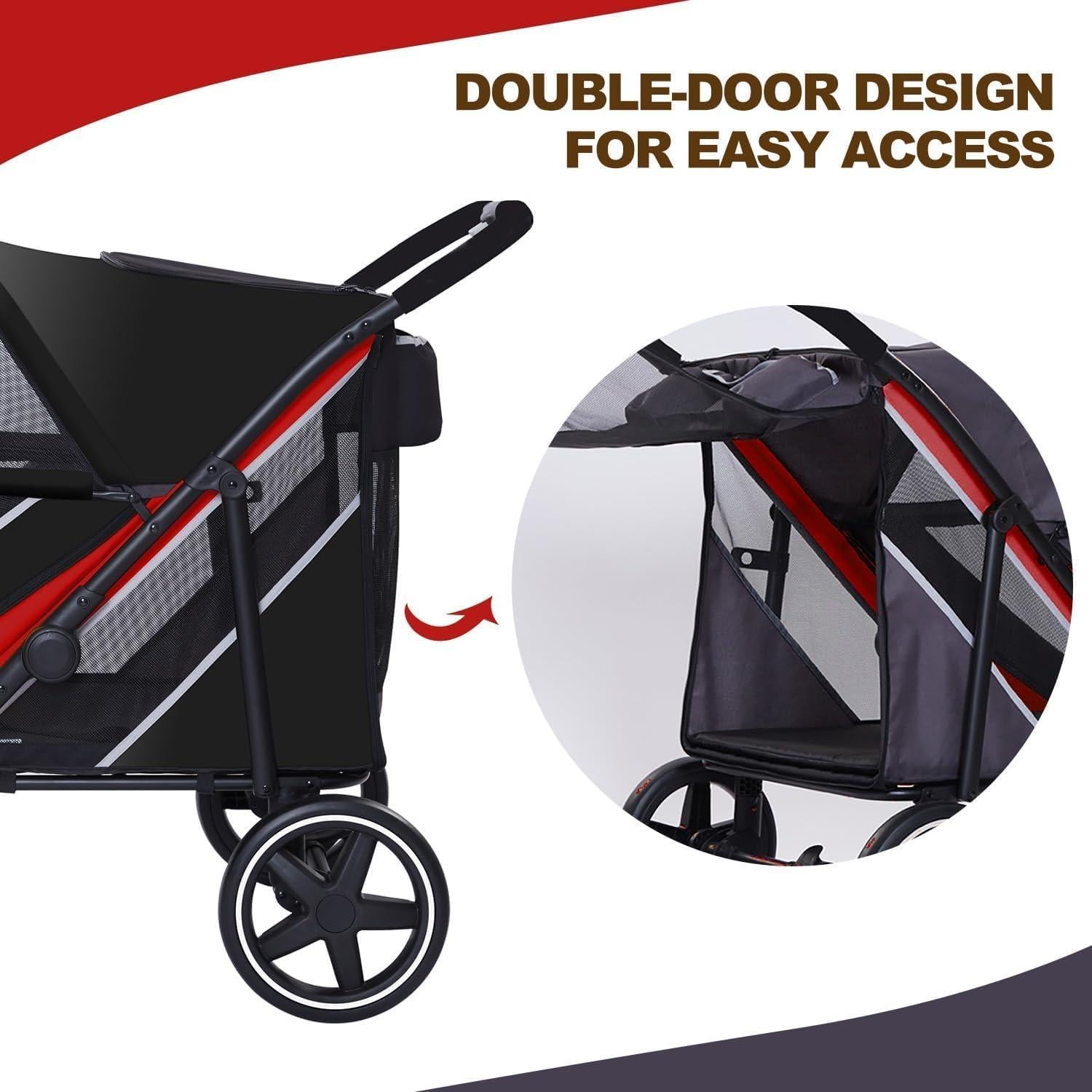 Carrito para Perros Medianos FunImpact Verde-Amarillo Plegable