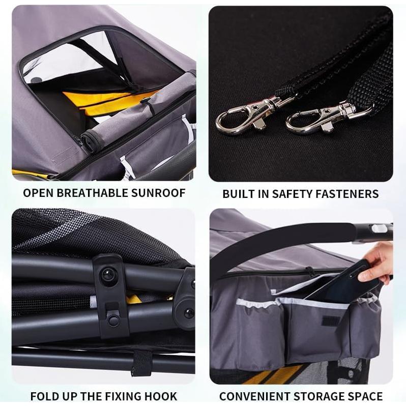 Carrito para Perros Medianos FunImpact Verde-Amarillo Plegable