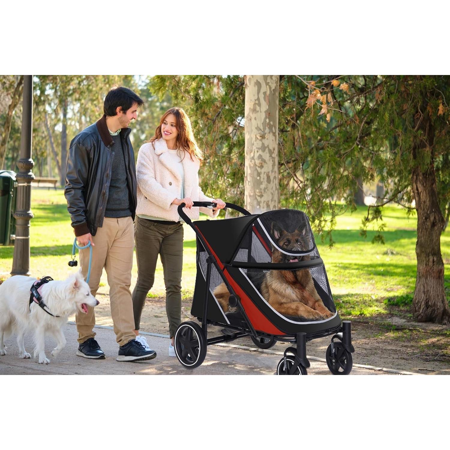 Carrito para Perros Medianos FunImpact Verde-Amarillo Plegable
