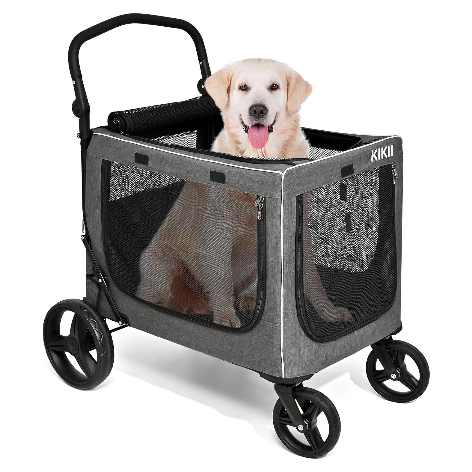 Carrito de Perro KIKII Extra Grande 60 kg Plegable y Ajustable