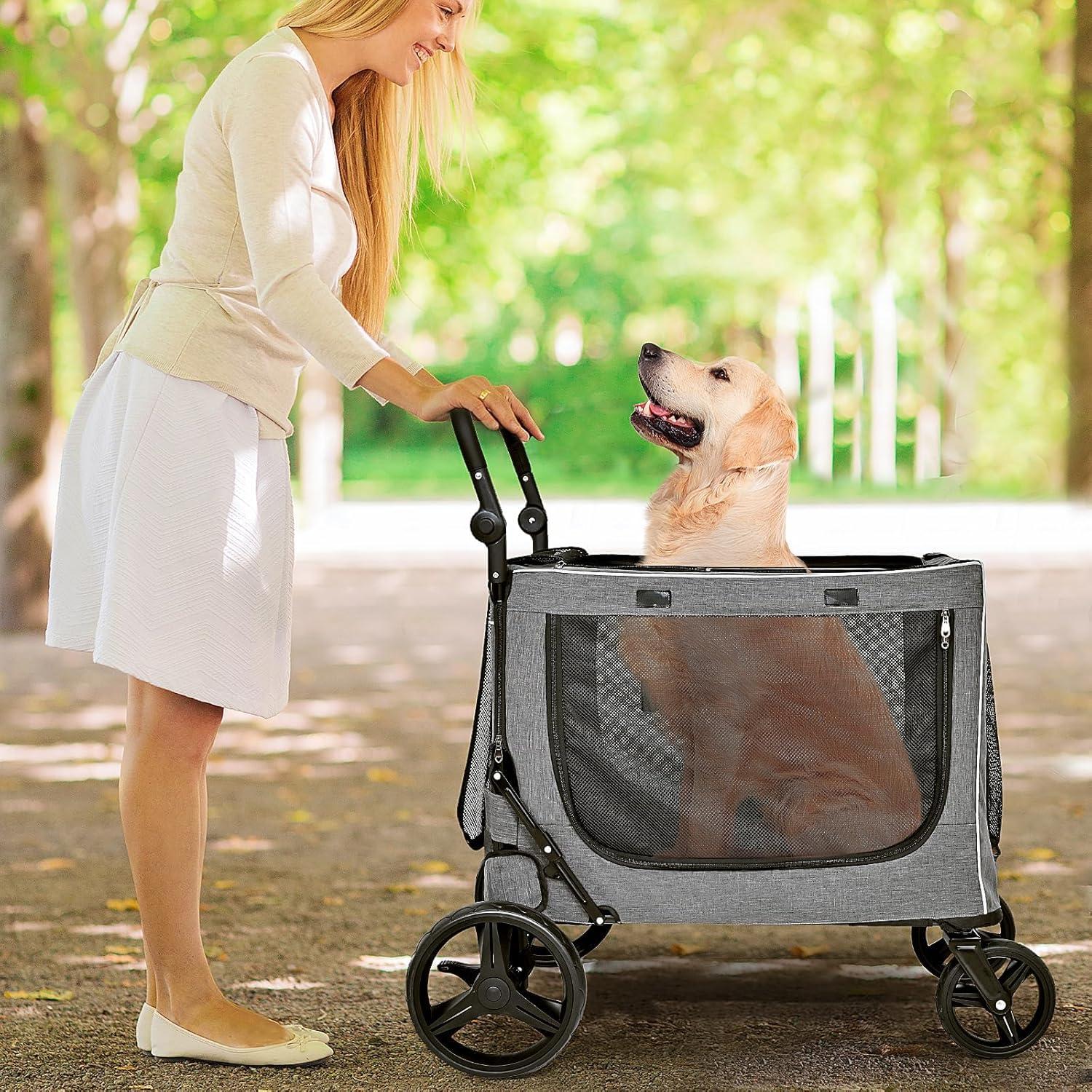 Carrito de Perro KIKII Extra Grande 60 kg Plegable y Ajustable