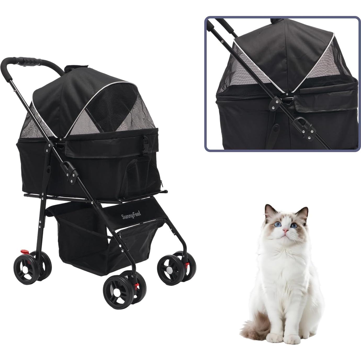 Carro de Mascotas SunnyFeel Plegable para Perros y Gatos 20.41 kg