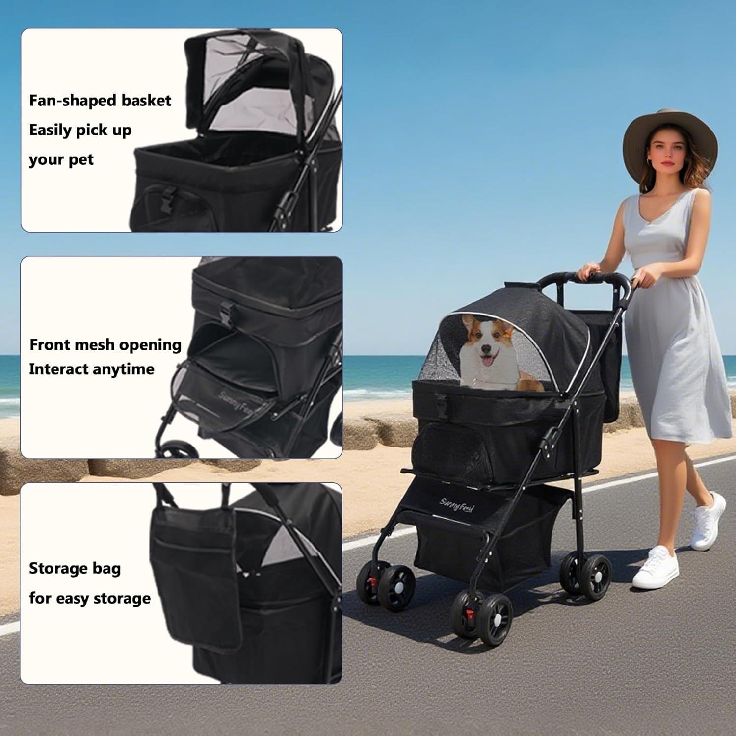 Carro de Mascotas SunnyFeel Plegable para Perros y Gatos 20.41 kg