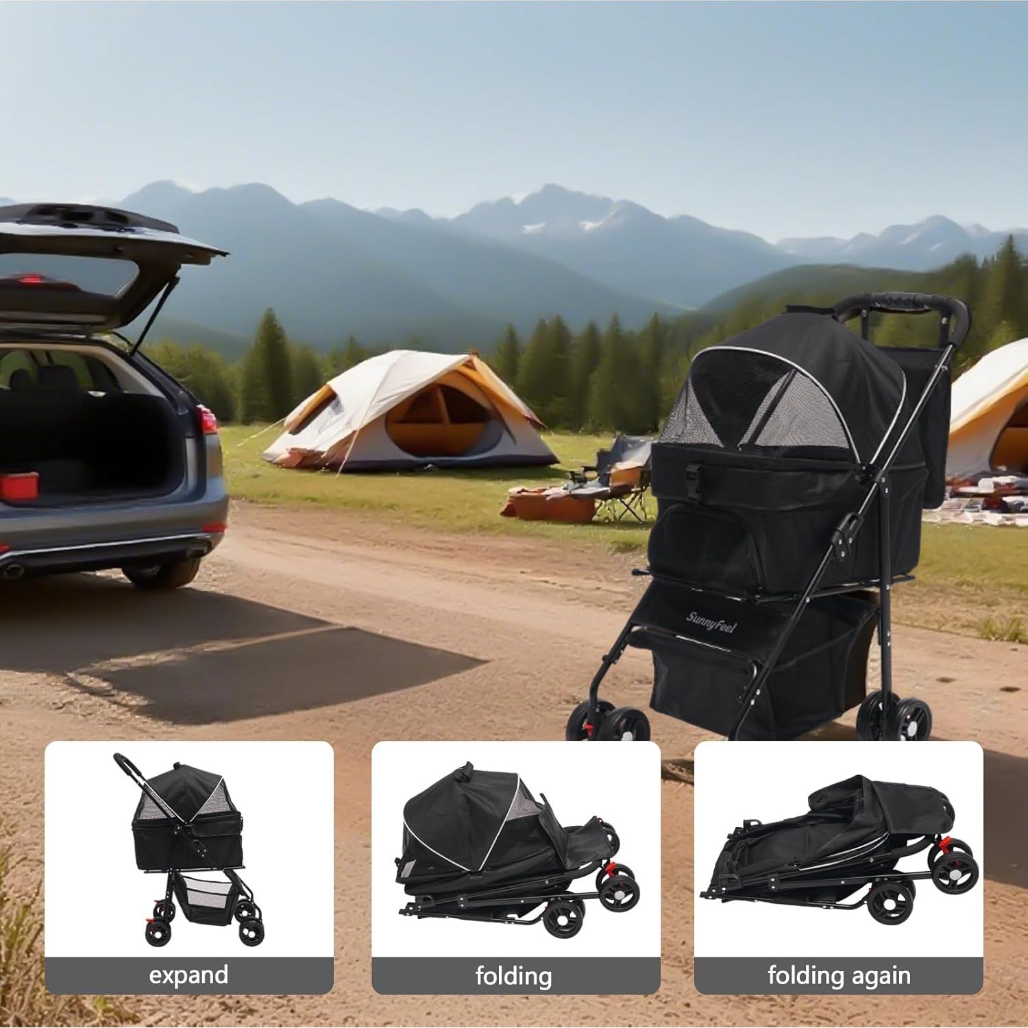 Carro de Mascotas SunnyFeel Plegable para Perros y Gatos 20.41 kg