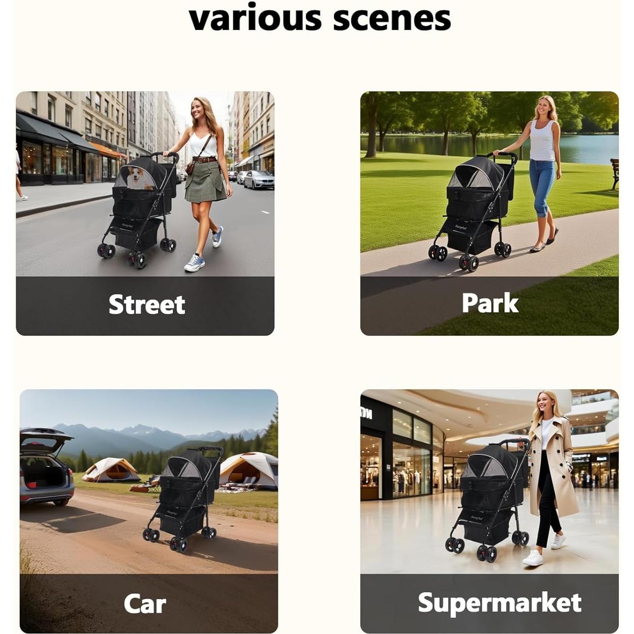 Carro de Mascotas SunnyFeel Plegable para Perros y Gatos 20.41 kg