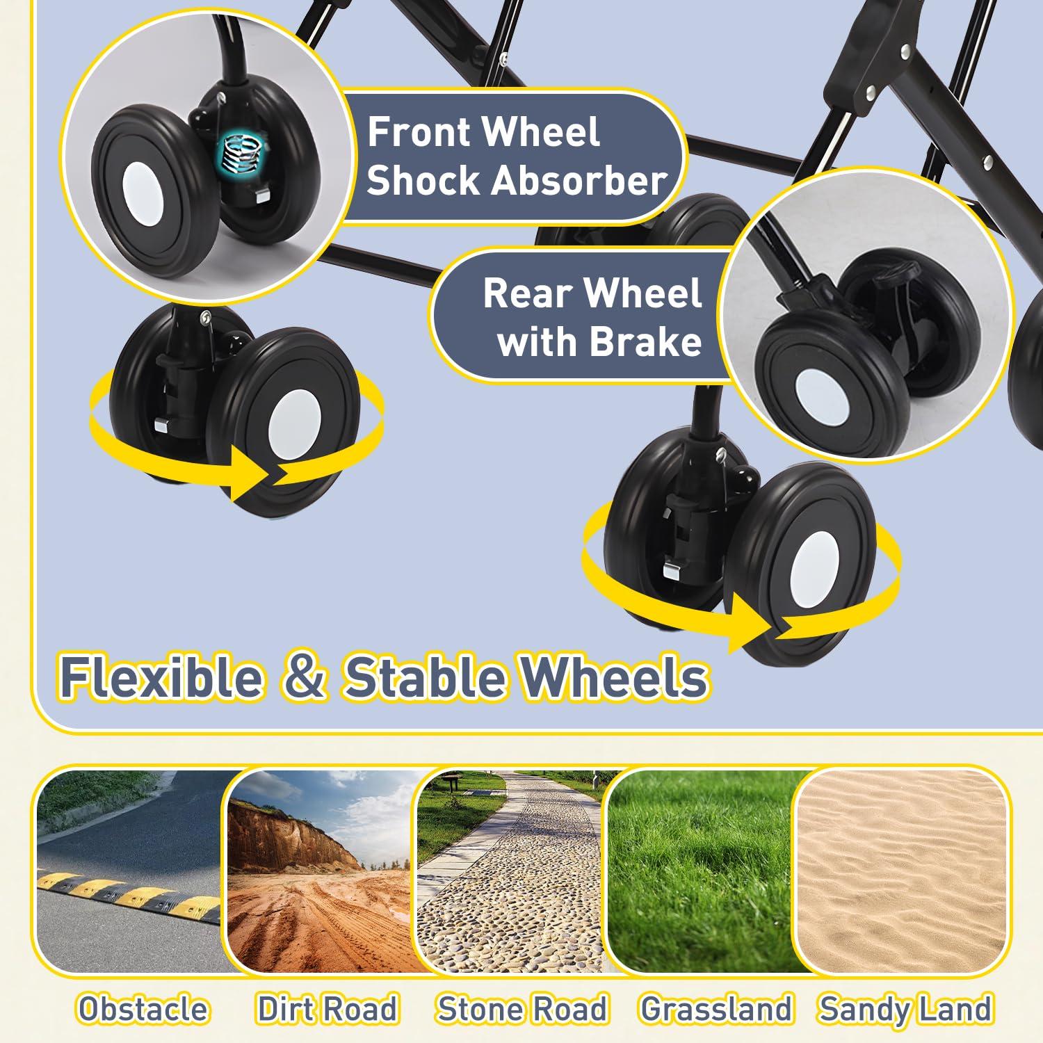 Carrito Doble para Mascotas YIRCELOM Negro 2 Perros o Gatos