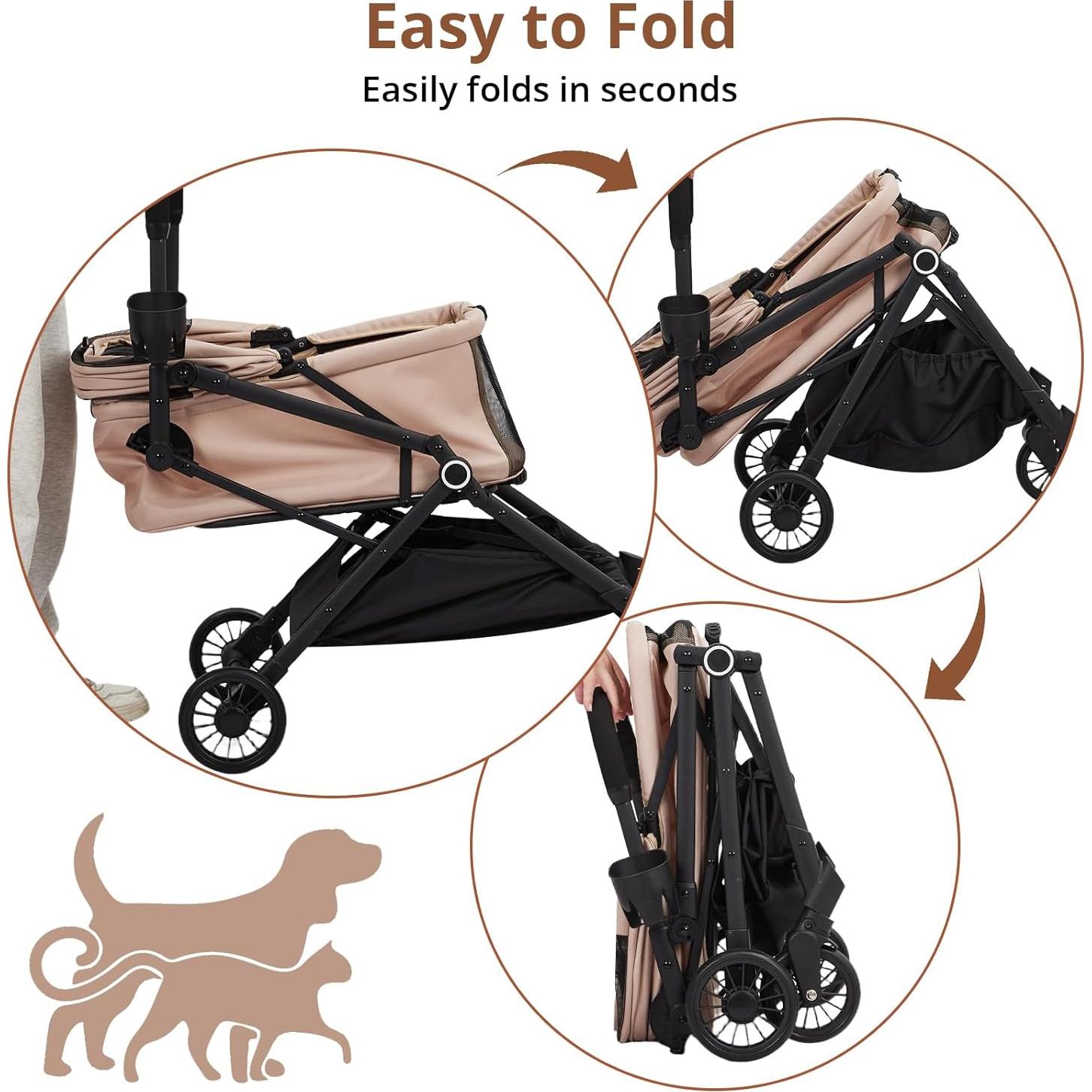 Carrito Plegable para Mascotas EltraWors Caqui 22 kg
