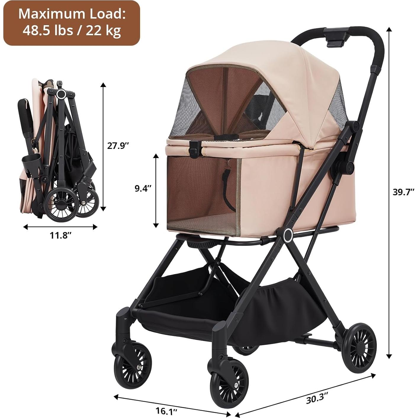 Carrito Plegable para Mascotas EltraWors Caqui 22 kg