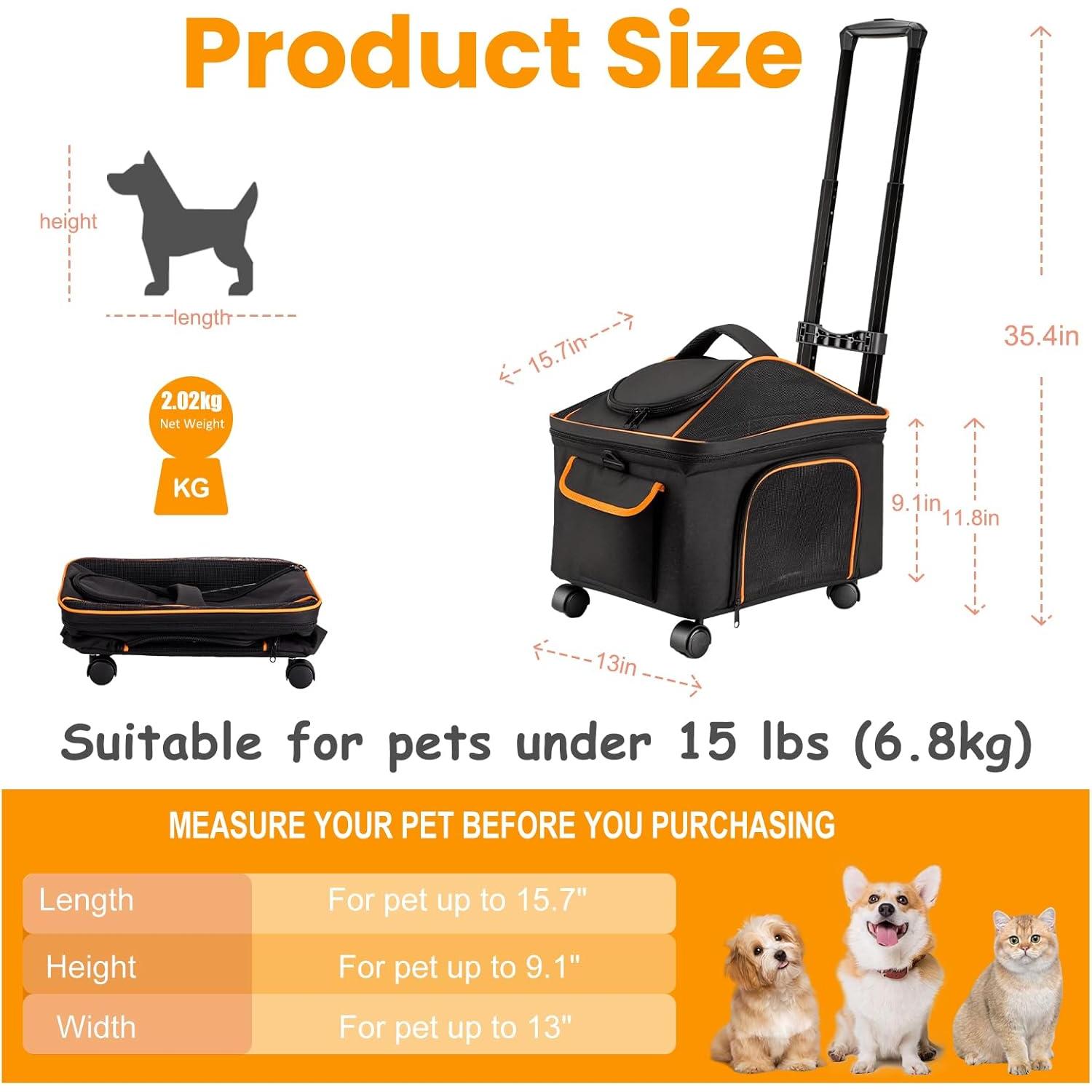 Transportín Rodante para Perro y Gato NOVOLAB 6.8 kg