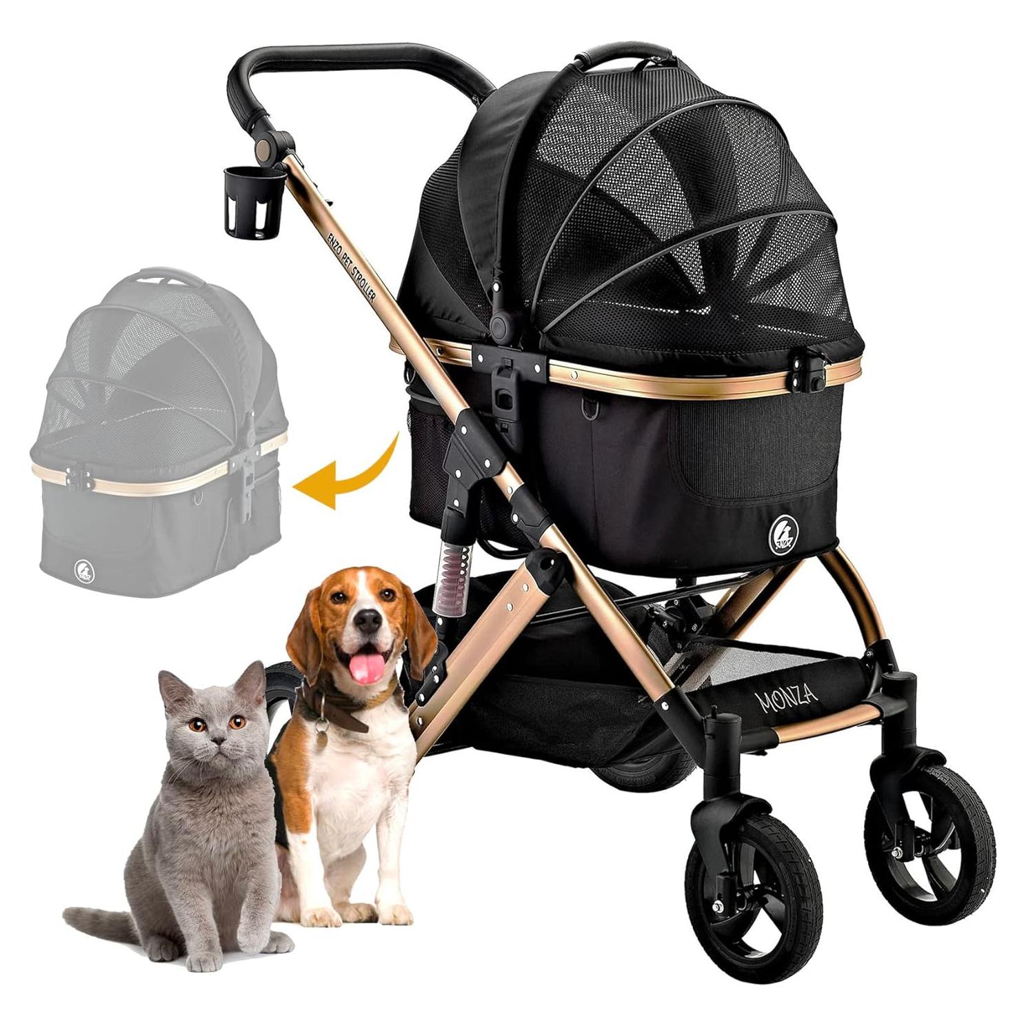 Cochecito 3-en-1 Enzo para Mascotas Negro 23kg