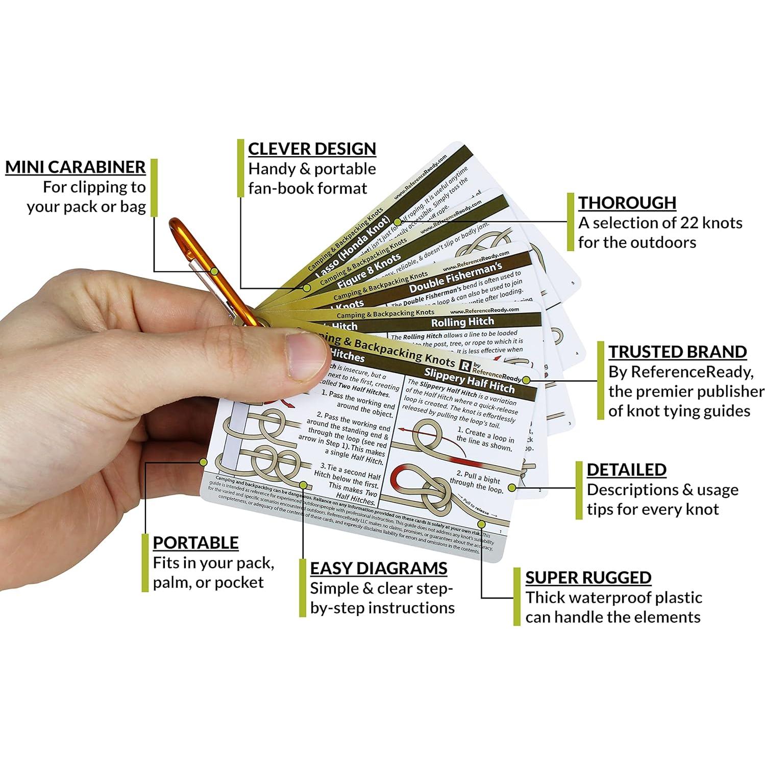 Tarjetas de Nudos Impermeables ReferenceReady 22 Nudos Camping