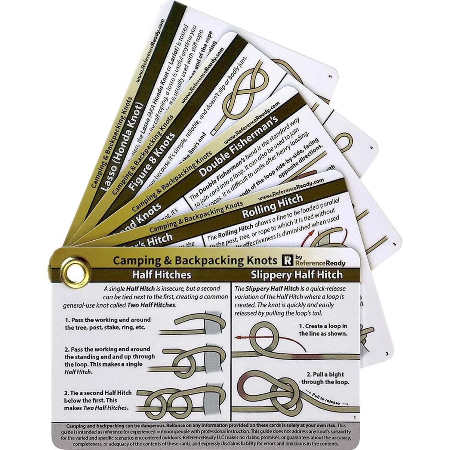 Tarjetas de Nudos Impermeables ReferenceReady 22 Nudos Camping