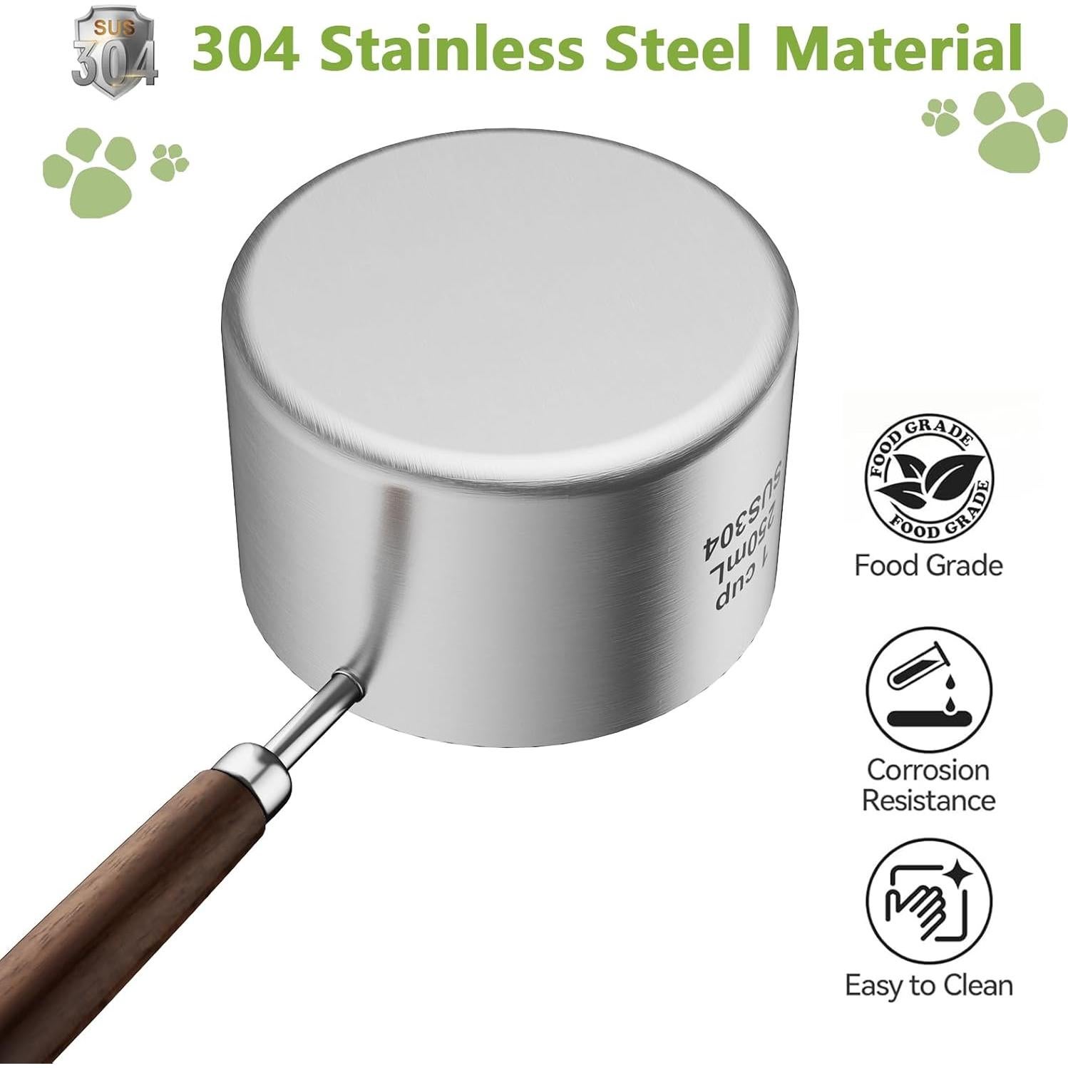 Cuchara Medidora de Acero Inoxidable 304 para Mascotas 1 Taza