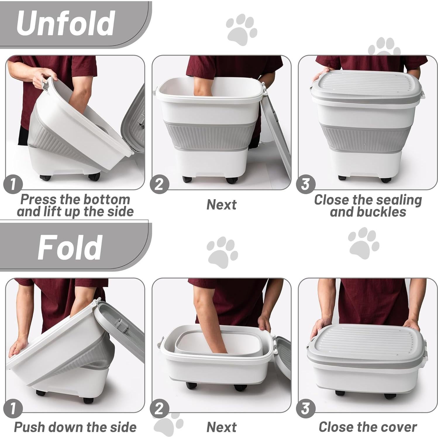 Contenedor de Almacenamiento de Comida MALLMALL6 30L Plegable con Ruedas