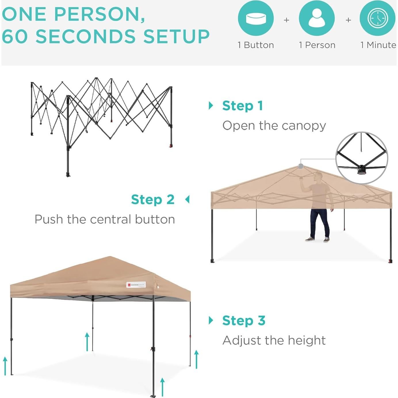 Carpa Plegable 3x3m Mejor Opción Beige 1 Persona Instantánea